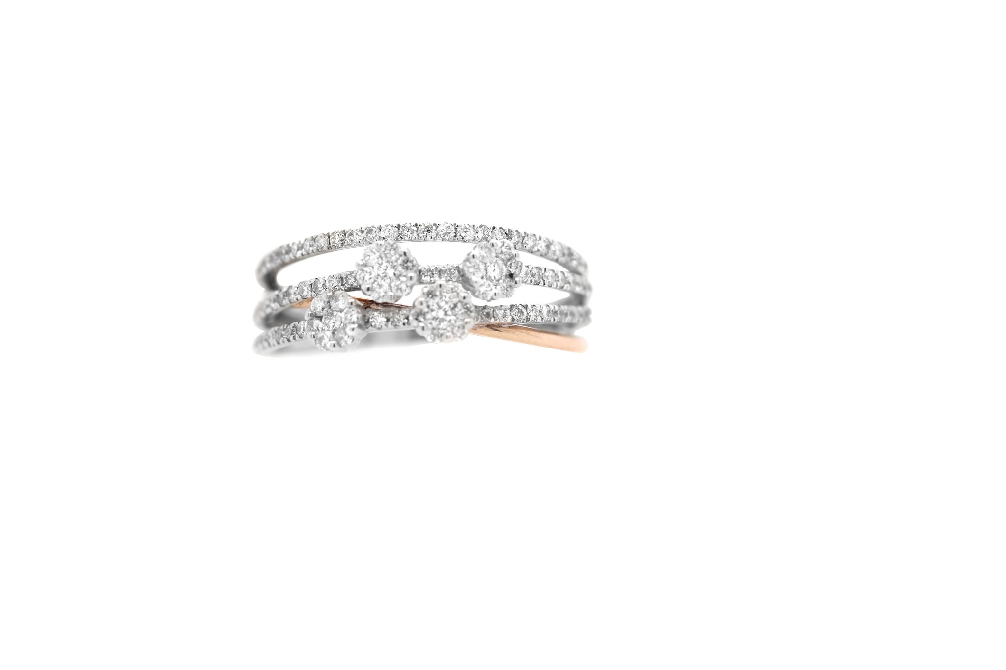 18k Two-Tone Gold and Diamnd Flower Ring