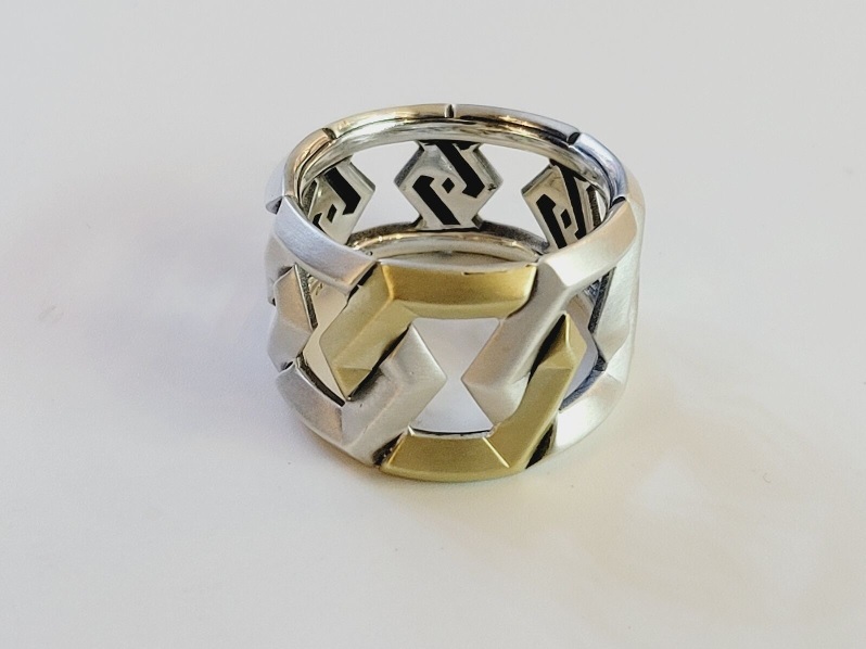 David Yurman Carlyle Ring in Sterling Silver With 18k Yellow Gold, Size 8