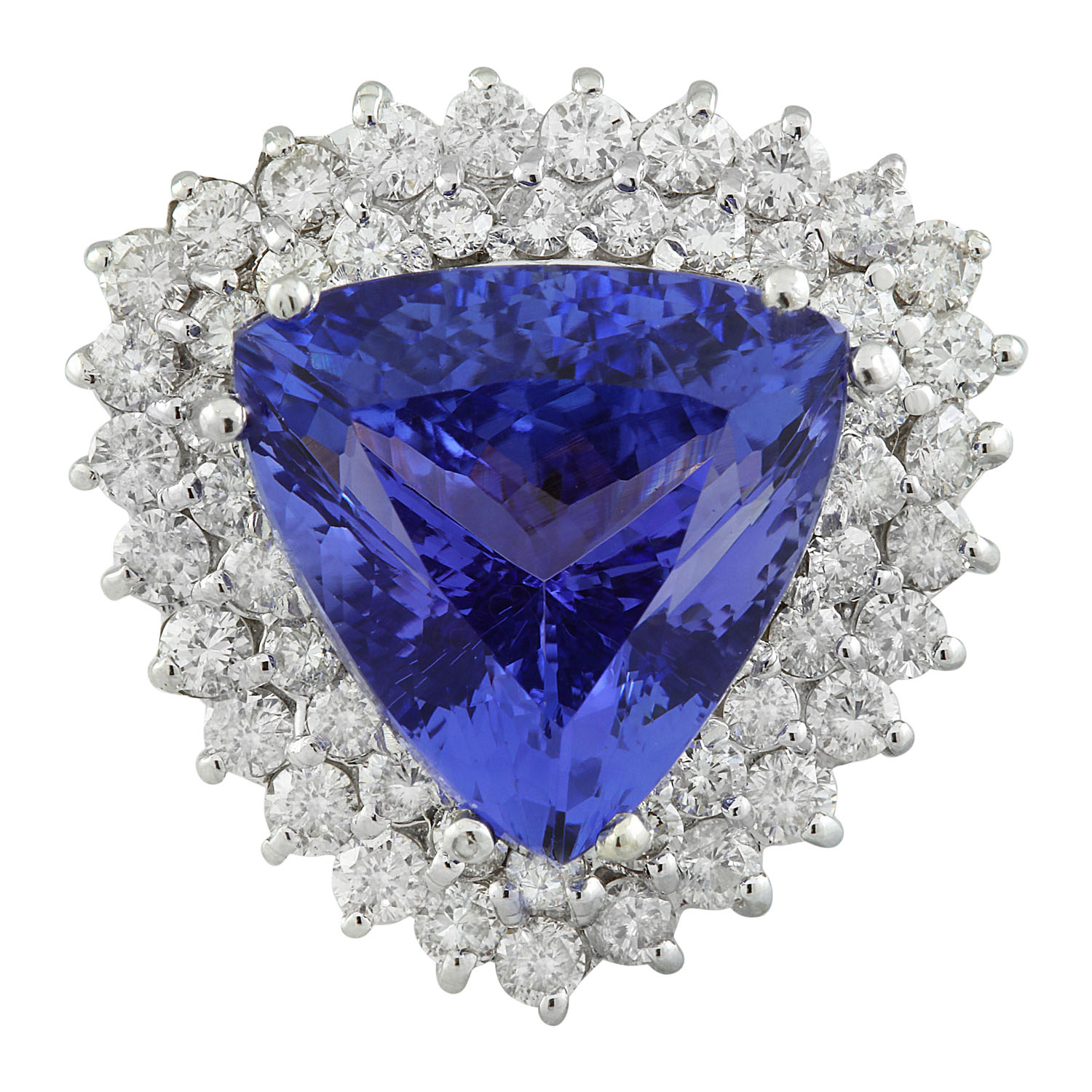 12.72 Carat Tanzanite 14K White Gold Diamond Ring