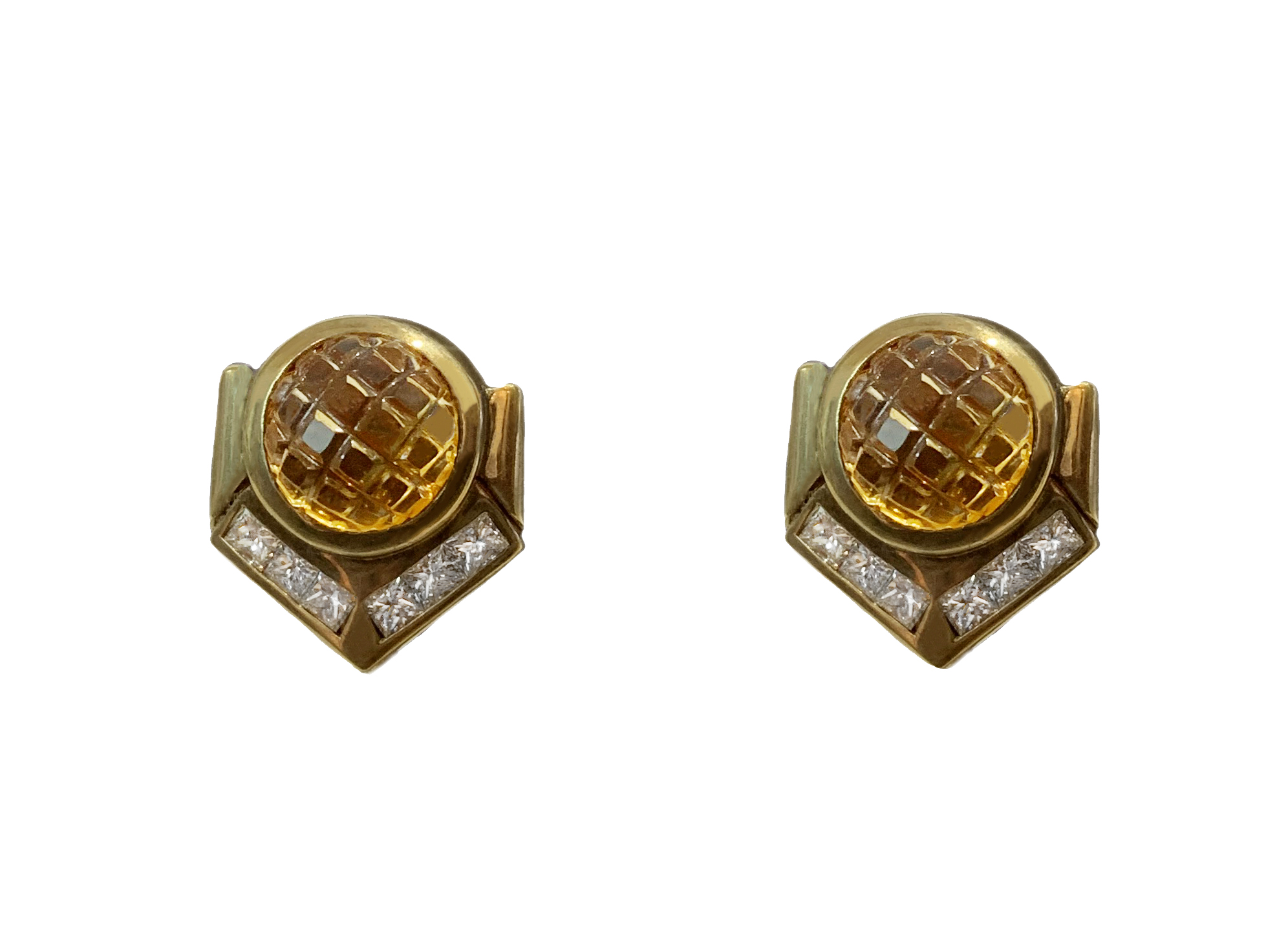 Detachable Drop Citrine Earrings with Diamonds