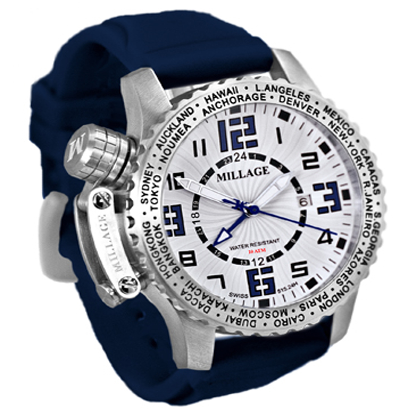 M3726SLS-BLUE-WHITE / BLUE/MILLAGE WATCHES