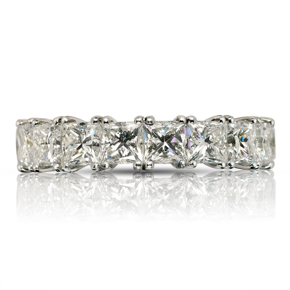 10 CARAT PRINCESS CUT DIAMOND ETERNITY BAND IN 18K WHITE GOLD SHARED PRONG 55 POINTER BY MIKE NEKTA