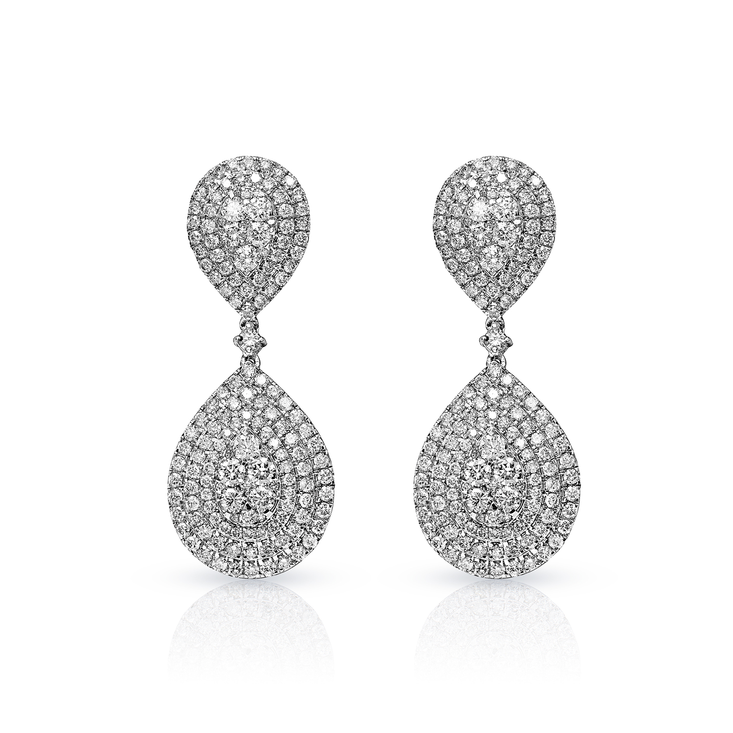 Clara  Carat Round Brilliant Diamond Teardrop Earrings for Ladies in 14k White Gold