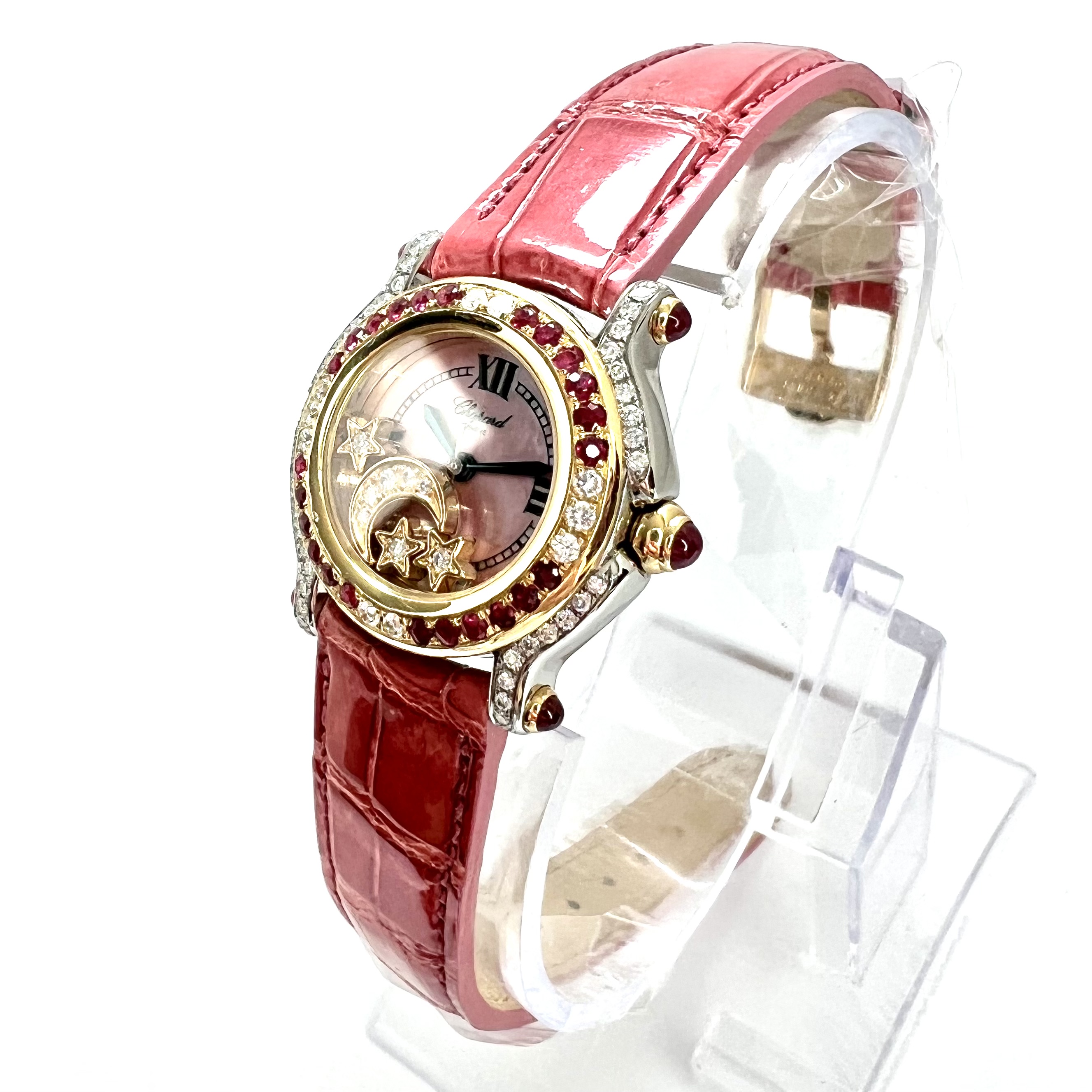 CHOPARD HAPPY SPORT 26mm Wuartz 2 Tone Watch Floating DIAMONDS