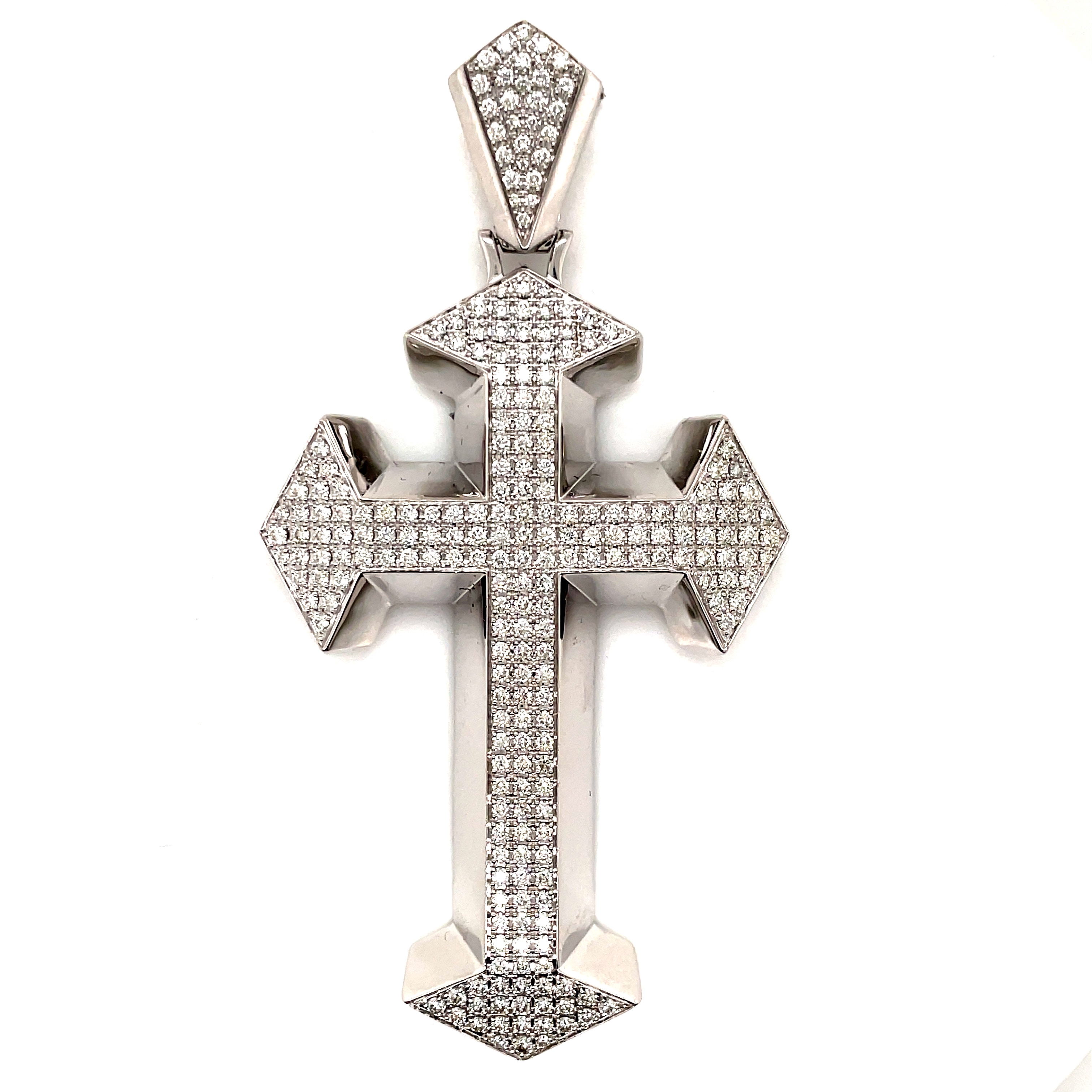 Large Oversized Hiphop Diamonds cross Pendant in 14K White Gold