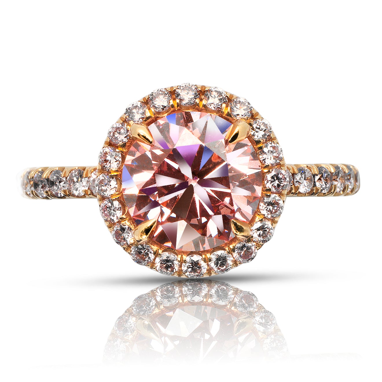 2 CARAT FANCY INTENSE ORANGY PINK COLOR VVS1 CLARITY HALO DIAMOND ENGAGEMENT RING 18K ROSE GOLD GIA CERTIFIED 2 CT FIOP VVS1 BY MIKE NEKTA
