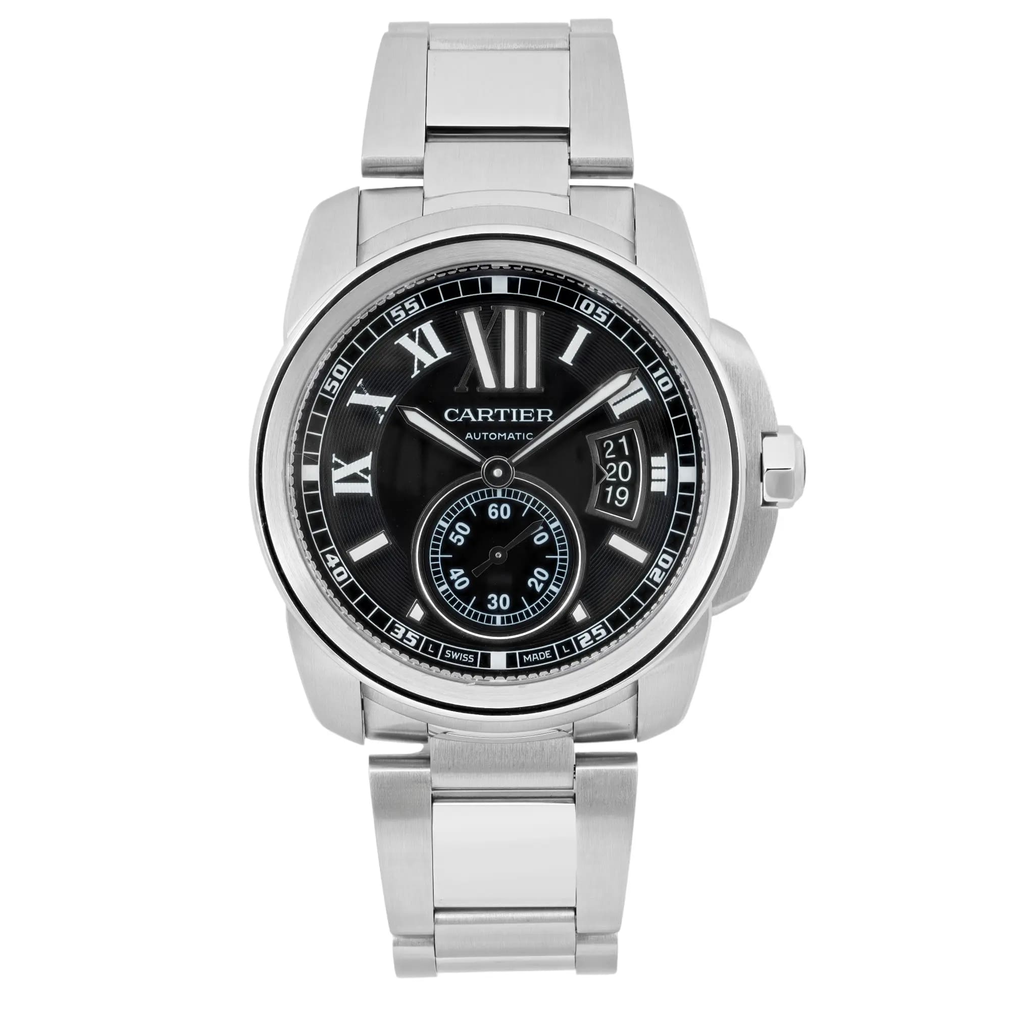 Cartier Calibre De Cartier 42MM Steel Black Dial Automatic Men Watch 