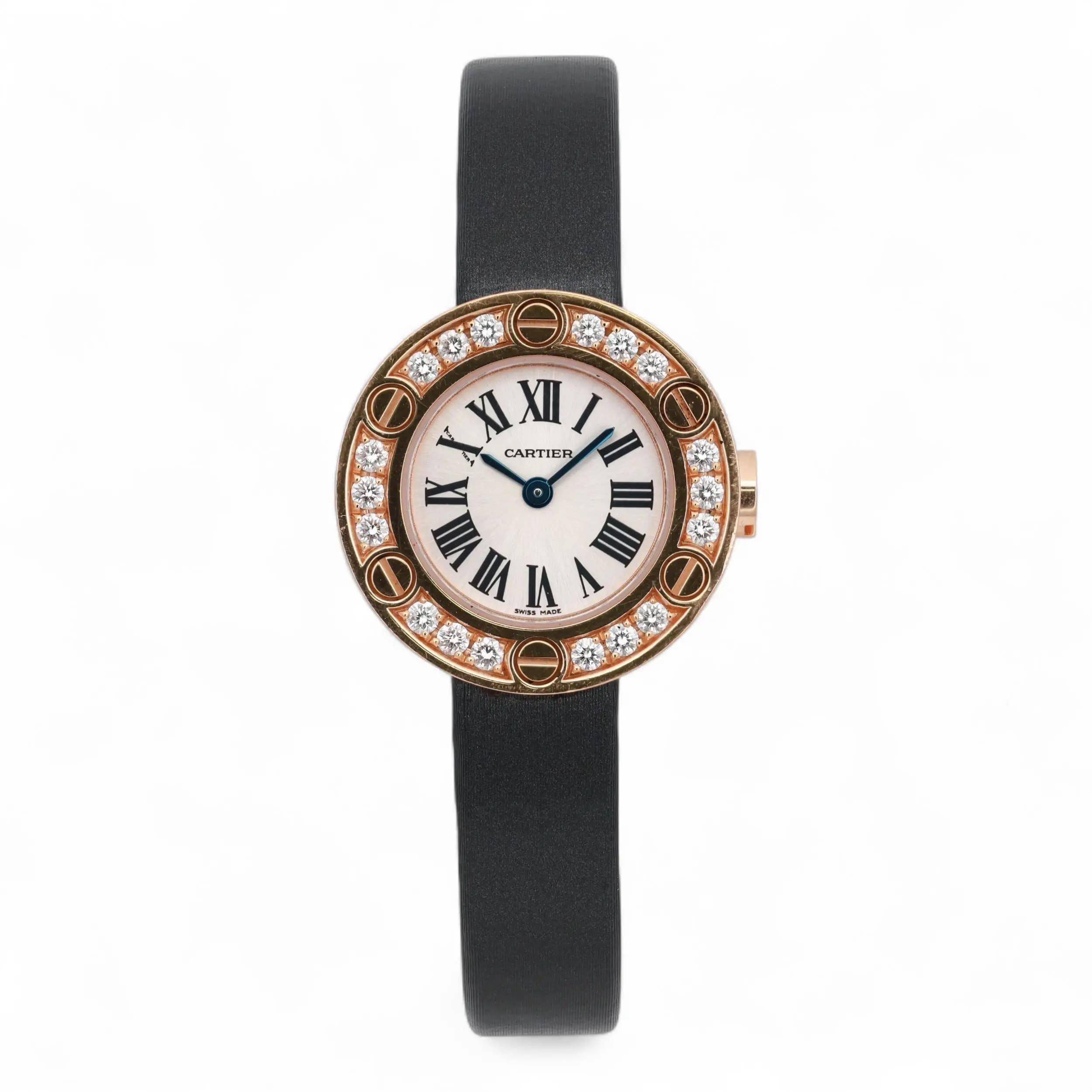 Cartier Love Watch 18K Rose Gold Diamond Silver Dial Watch