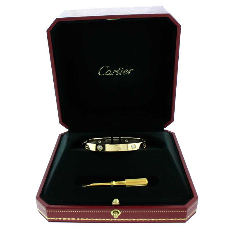 Cartier Love Bracelet Yellow Gold with 4 Diamonds Size 15 | Buy at
