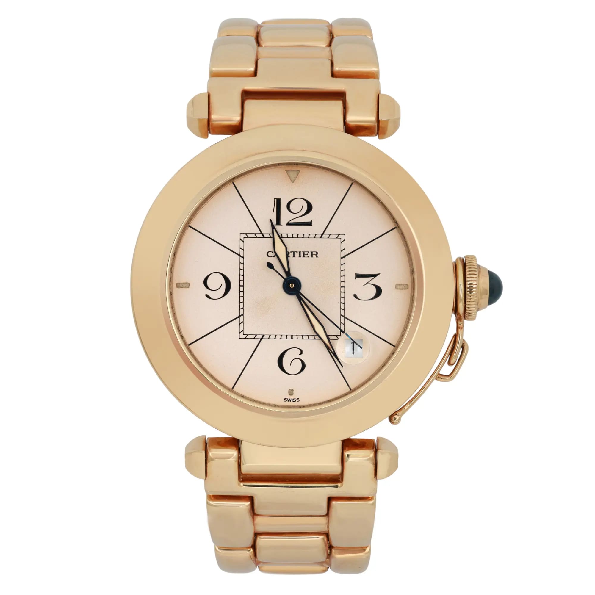 Cartier Pasha 38mm 18K Yellow Gold Arabic Dial Unisex Automatic Watch