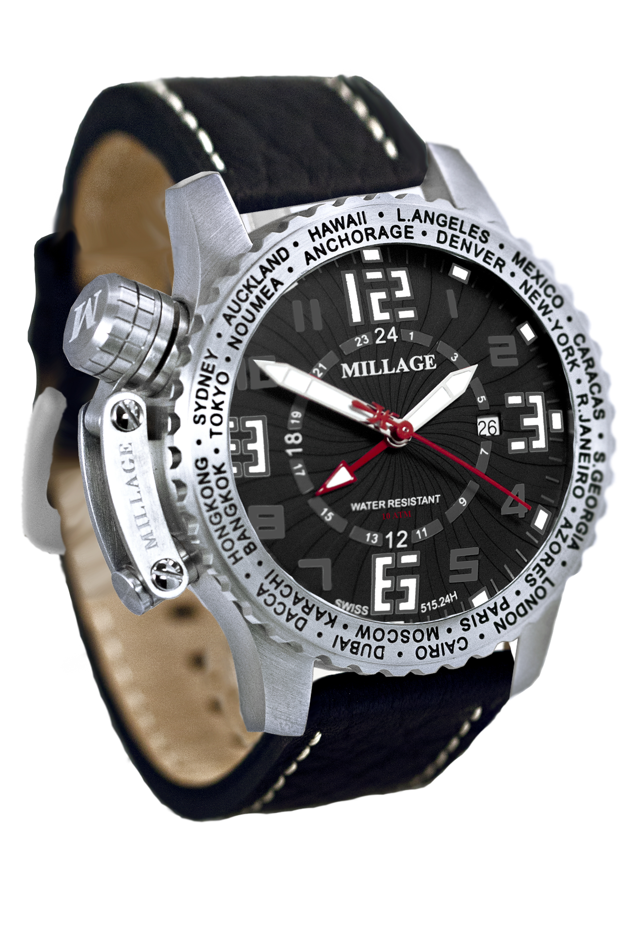M3726LS-Black-BLACK / WHITE/MILLAGE WATCHES