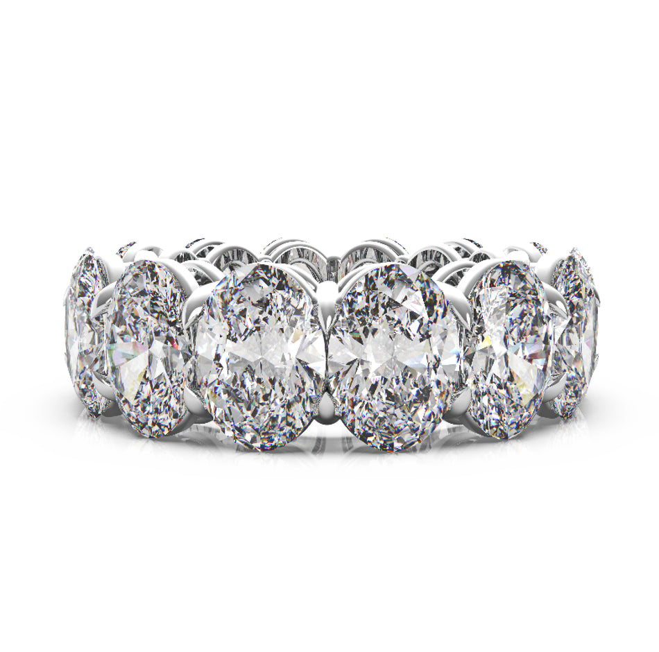 14 CARAT OVAL-CUT DIAMOND ETERNITY RING IN PLATINUM GIA CERTIFIED F COLOR VS CLARITY SHARED PRONG BAND BY MIKE NEKTA NYC SIZE 7