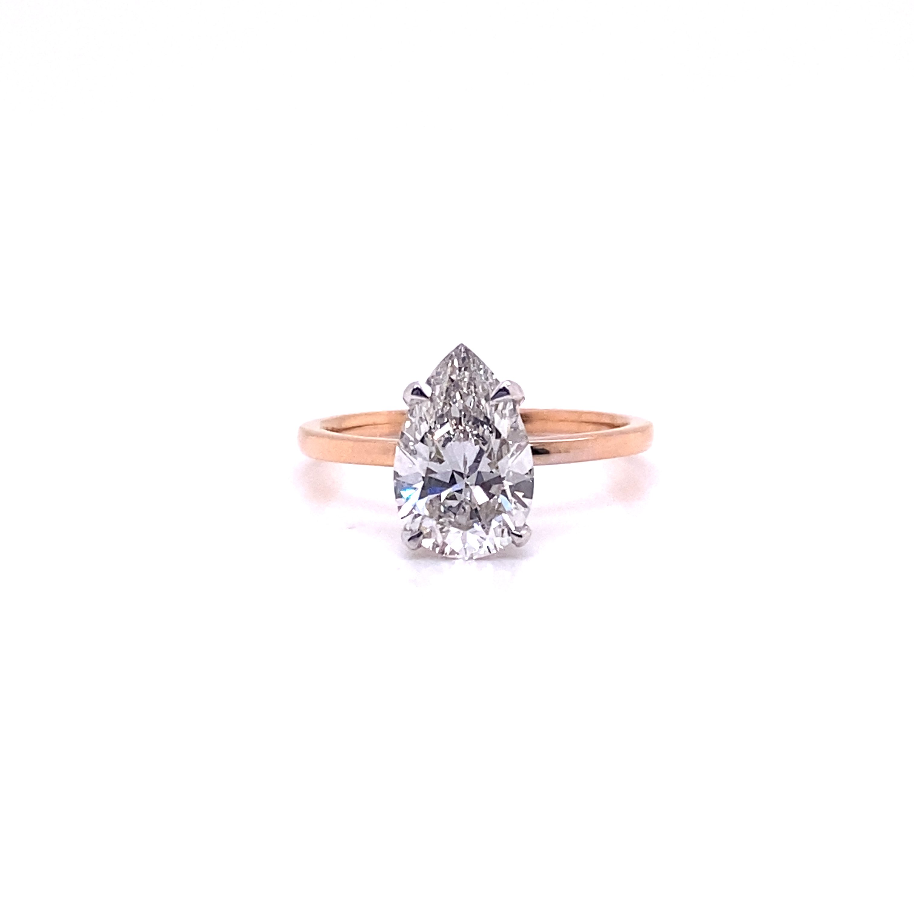 True 2 Carat Pear Shaped Lab Grown Diamond Engagement Ring Rose Gold  IGI Certified