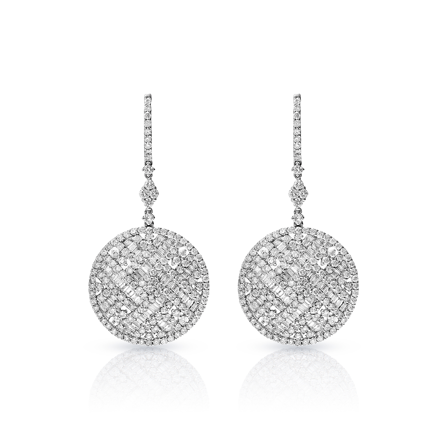 Emilia   Carat Combined Mixed Shape Diamond Drop Earrings in 14 Karat White Gold
