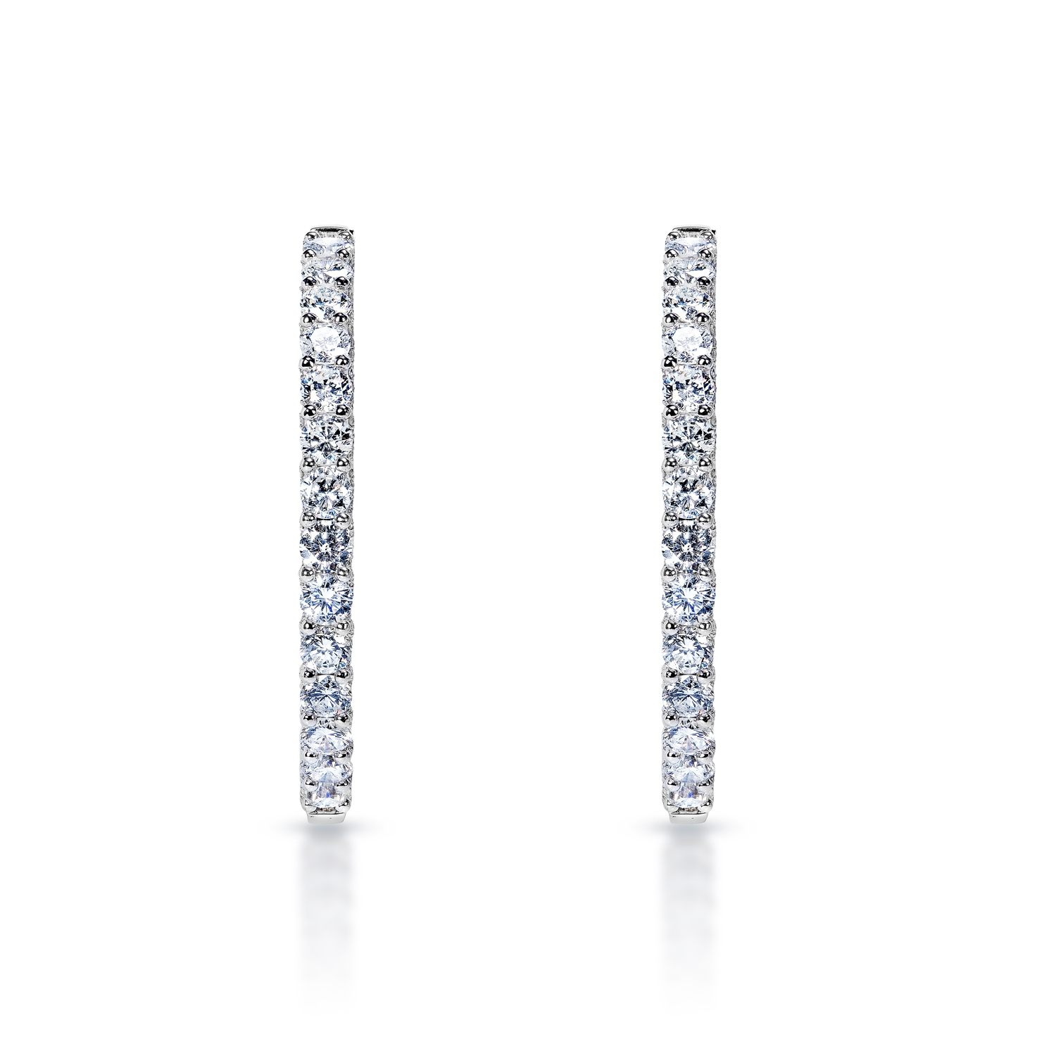 True 13 Carat Round Brilliant Diamond Hoops Earrings in 14k White Gold