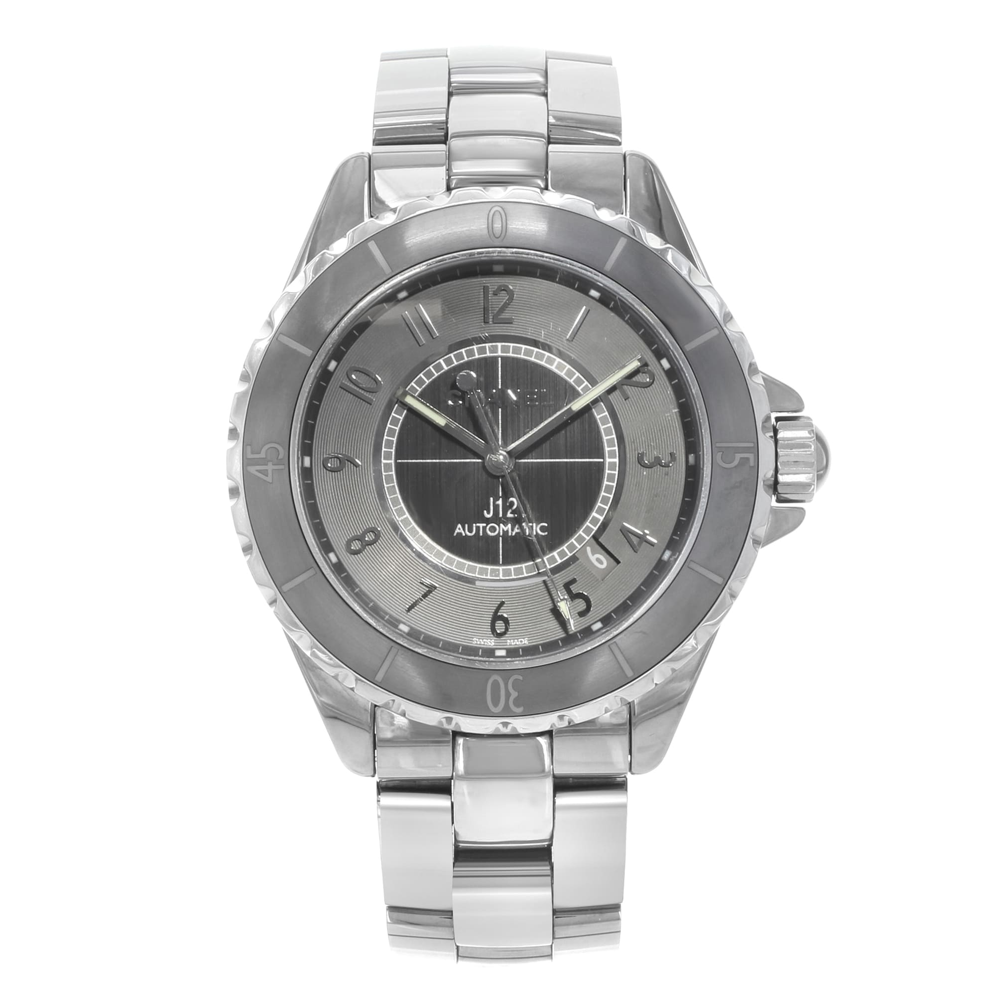Chanel J12 Chromatic Gray Arabic Dial Ceramic Steel Automatic Unisex Watch 