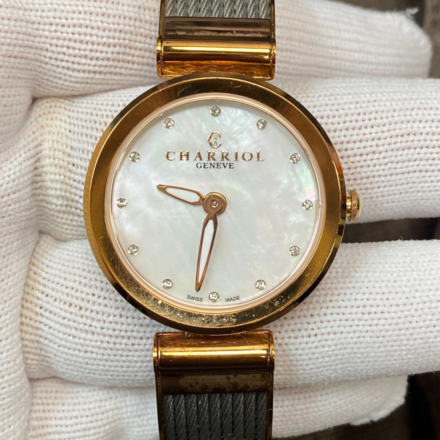 Charriol Forever 32mm Steel White MOP Dial Ladies Watch
