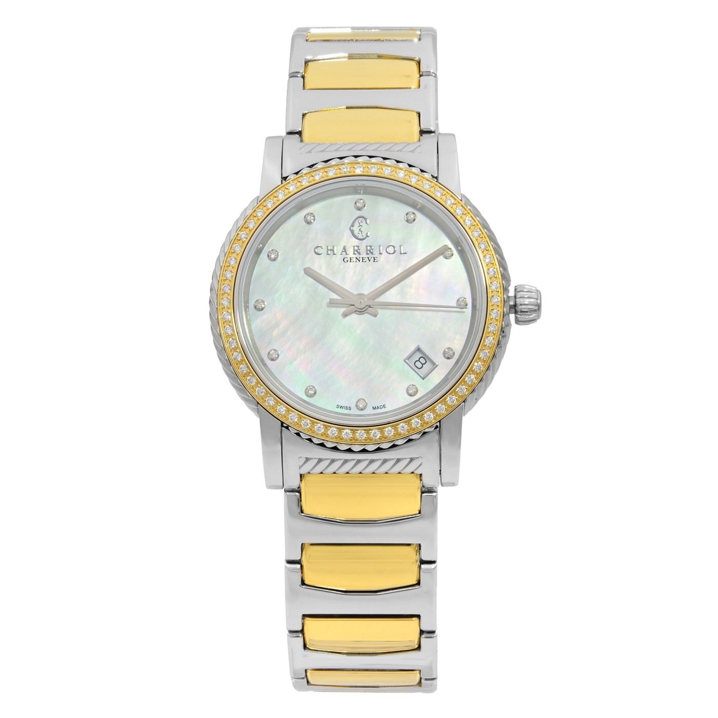 Charriol Parisii 0.40cttw Diamond Steel MOP Dial Ladies Watch