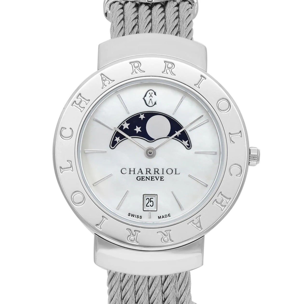 Charriol St Tropez Moonphase 35mm Diamond MOP Dial Ladies Watch