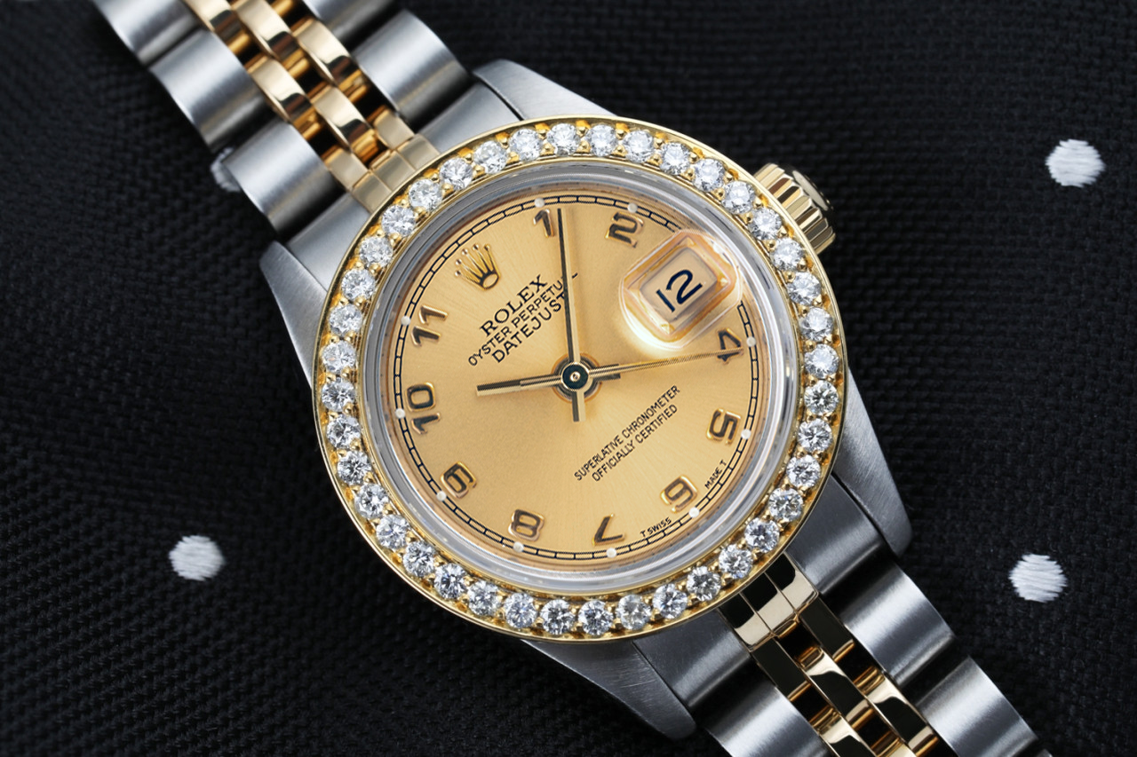 Ladies Rolex 26mm Datejust Diamond Bezel Two Tone Watch