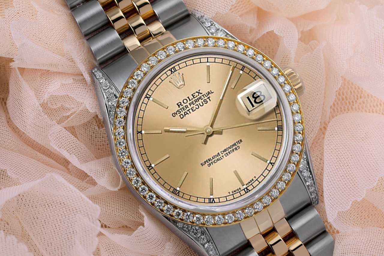 Rolex Datejust Champagne Index Dial Automatic Diamond Wrist  display picture 1