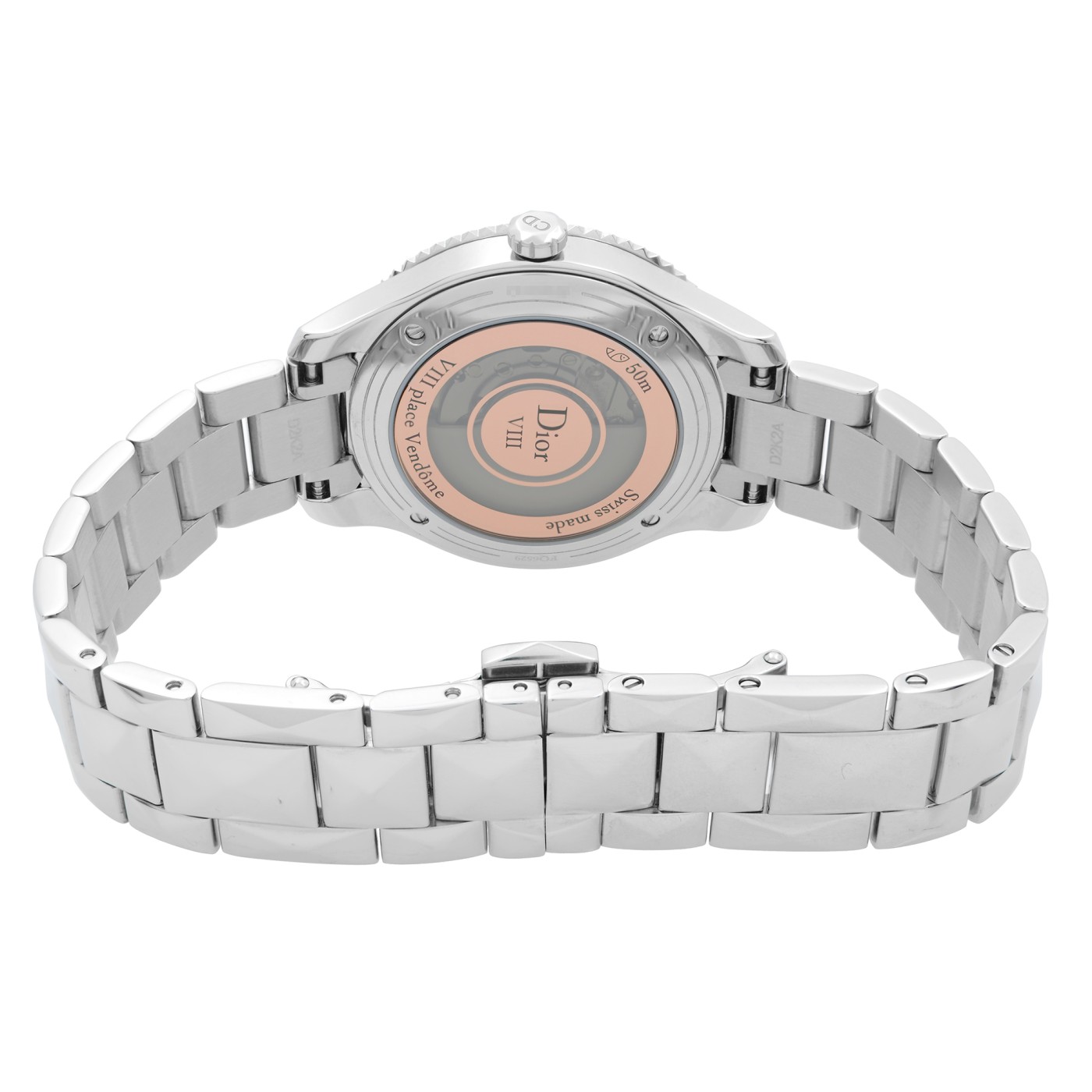 Christian Dior VIII Montaigne Steel Diamond Pink Dial Ladies Watch
