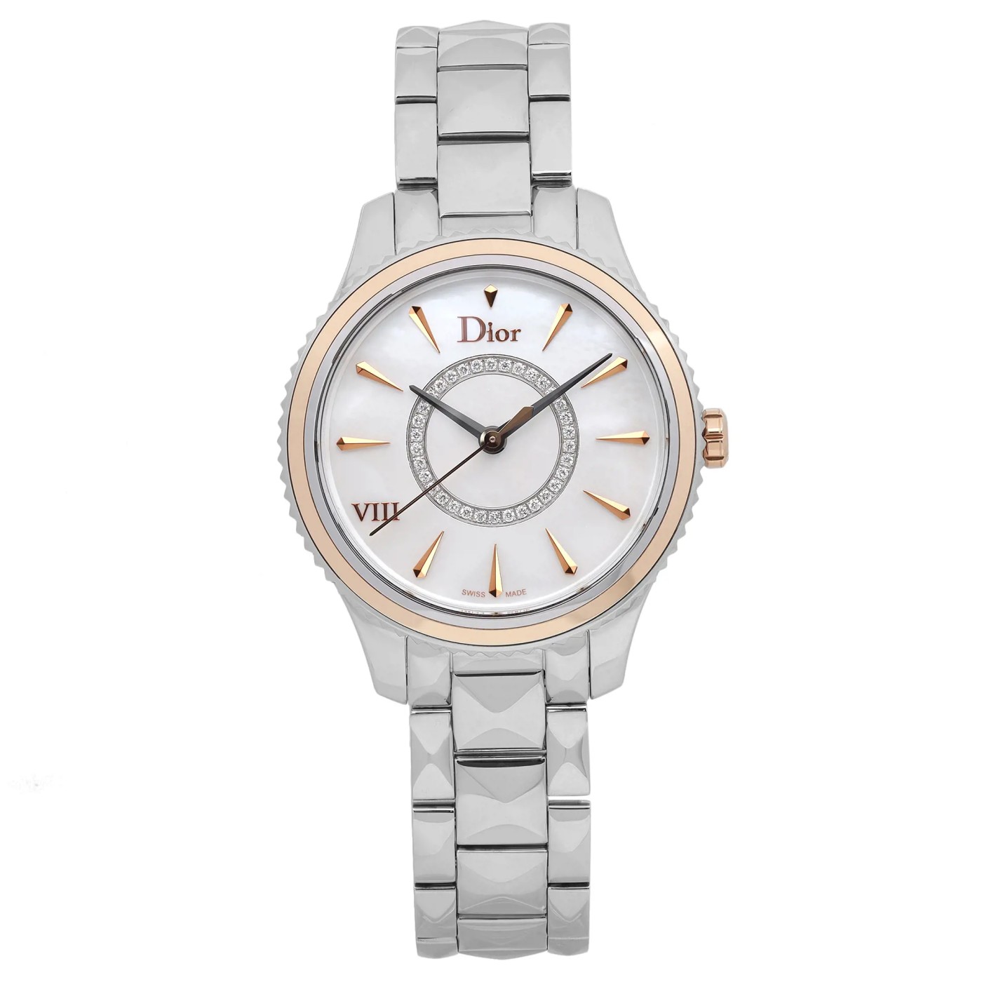 Christian Dior VIII Montaigne Steel Diamond MOP Dial Ladies Watch