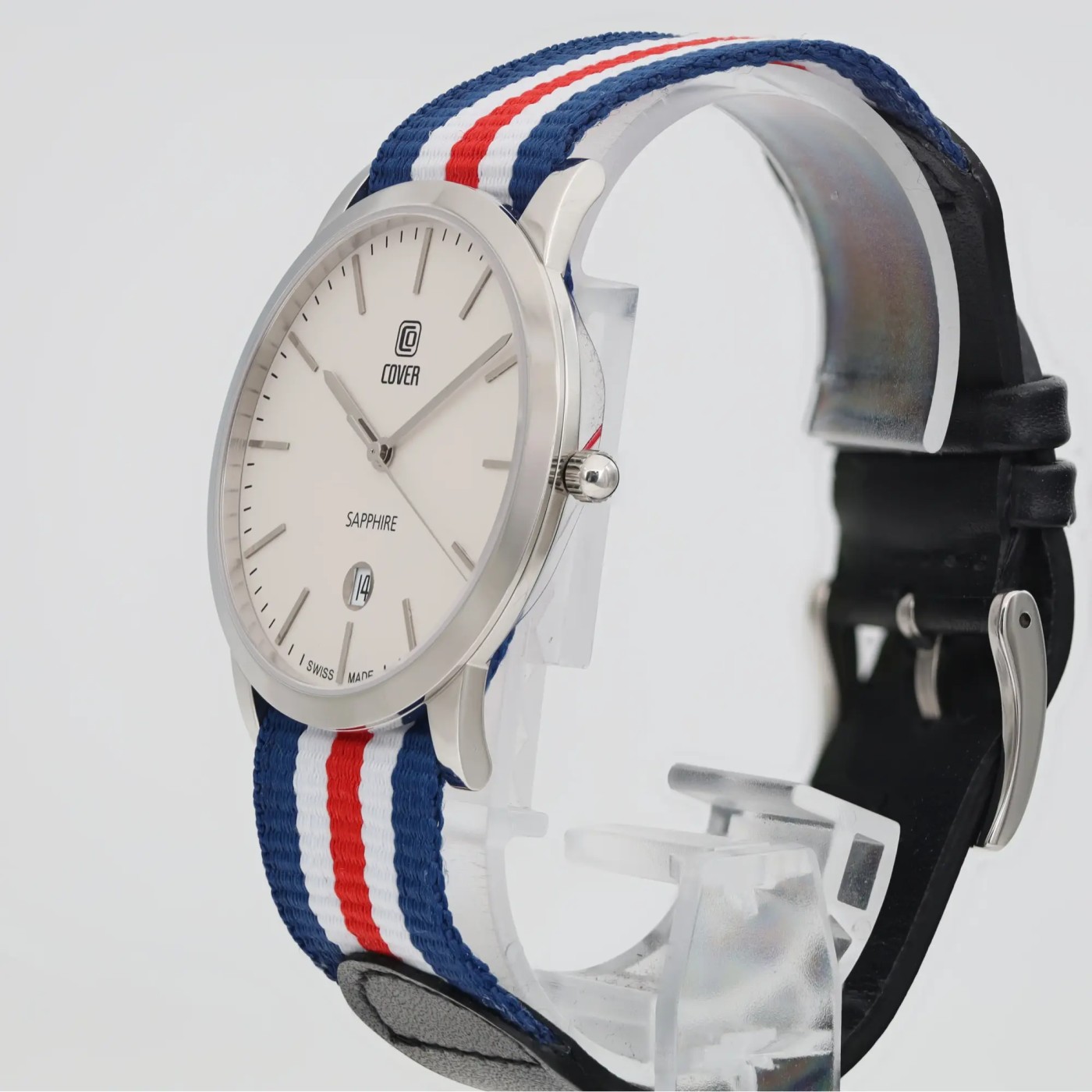 Cover 38mm Stainless Steel White Dial Quartz Men Watch