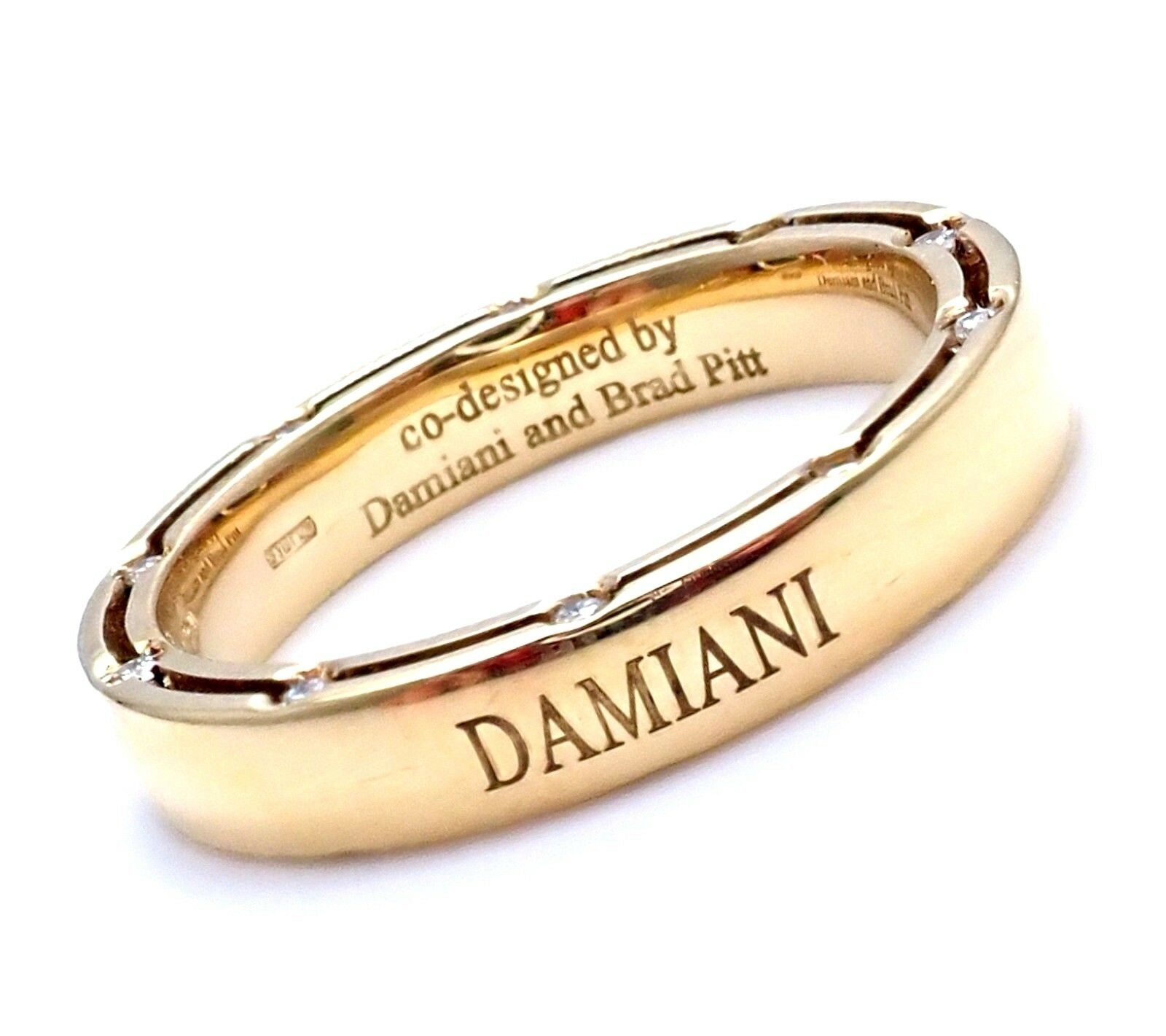 G.W限定値下げ❤️Damiani Brad Pitt コラボリング サイズ7 Rare Authentic Damiani Brad Pitt 18k Yellow Gold 20 Diamond 4mm