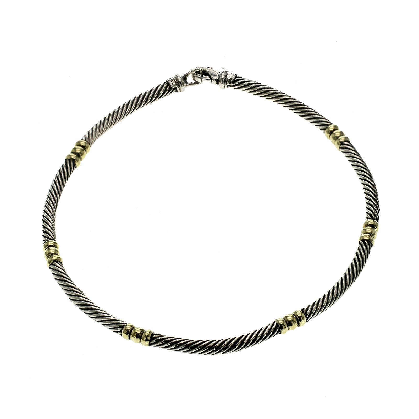 David Yurman 925 Silver & 14K Gold Hampton 5mm Cable Choker 