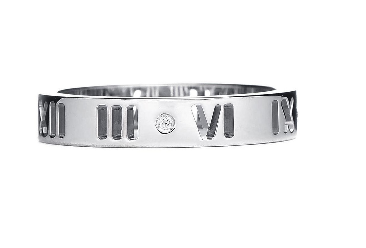 Tiffany & Co. リング Tiffany&Co. 18k White Gold Diamond Atlas Pierced Ring, Size 9
