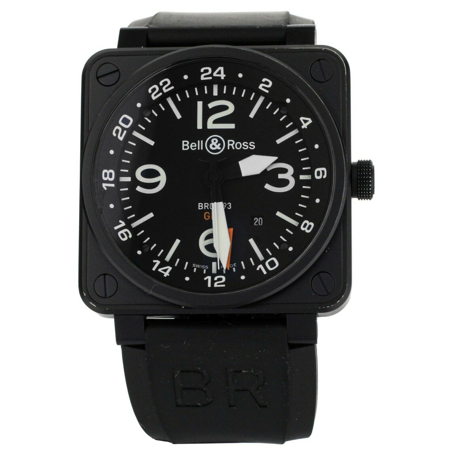 Bell & Ross BR 01-93 GMT PVD Stainless Steel Rubber Black Dial