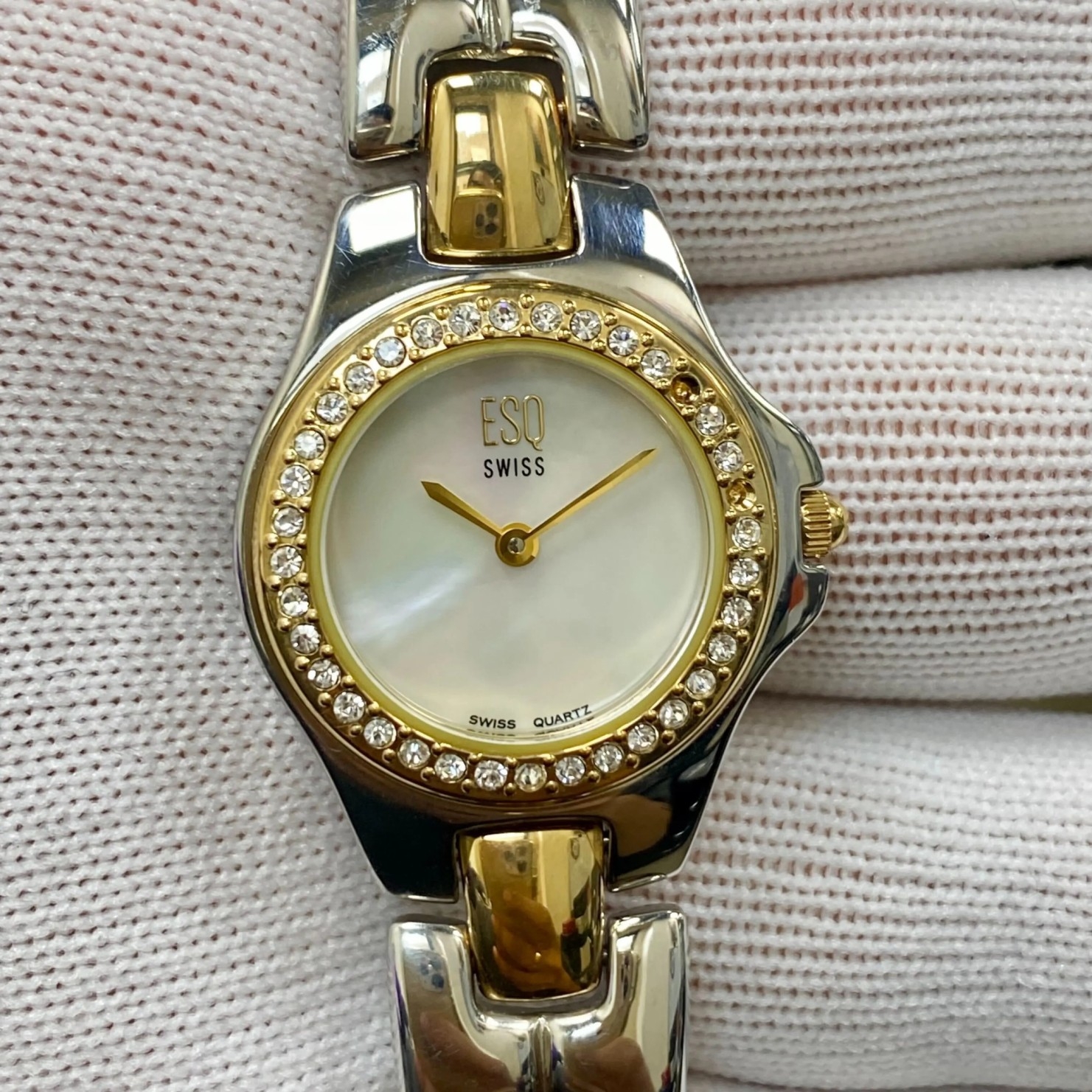 ESQ by Movado contempo Two-Tone Gold and Silver Watch ESQ Movado Calendar Date Two Tone Textured Dial Stainless  main image 4