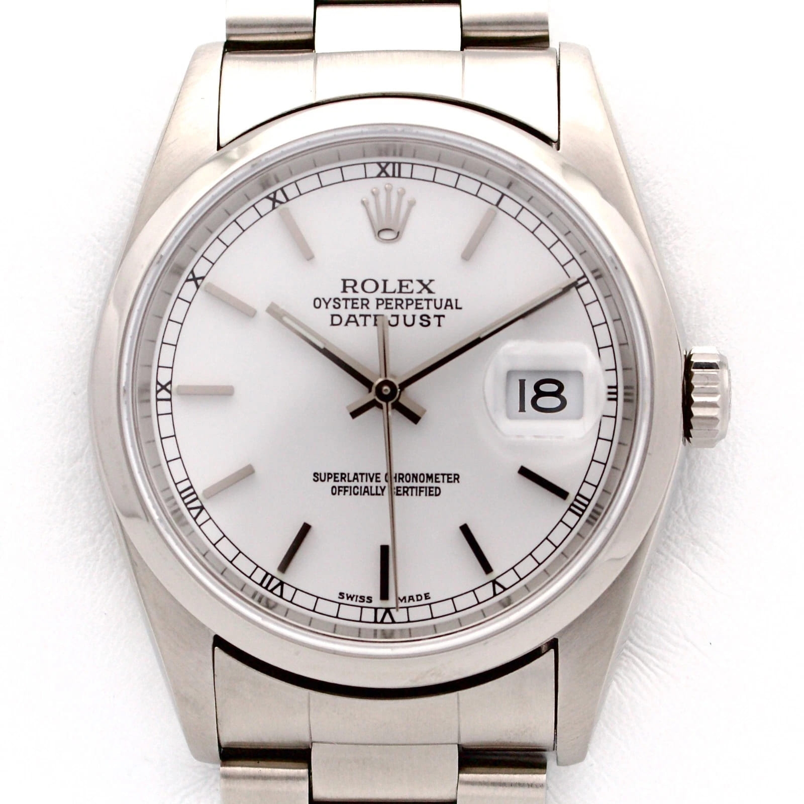 Rolex Datejust 36mm White Dial Stainless Steel Automatic 16200