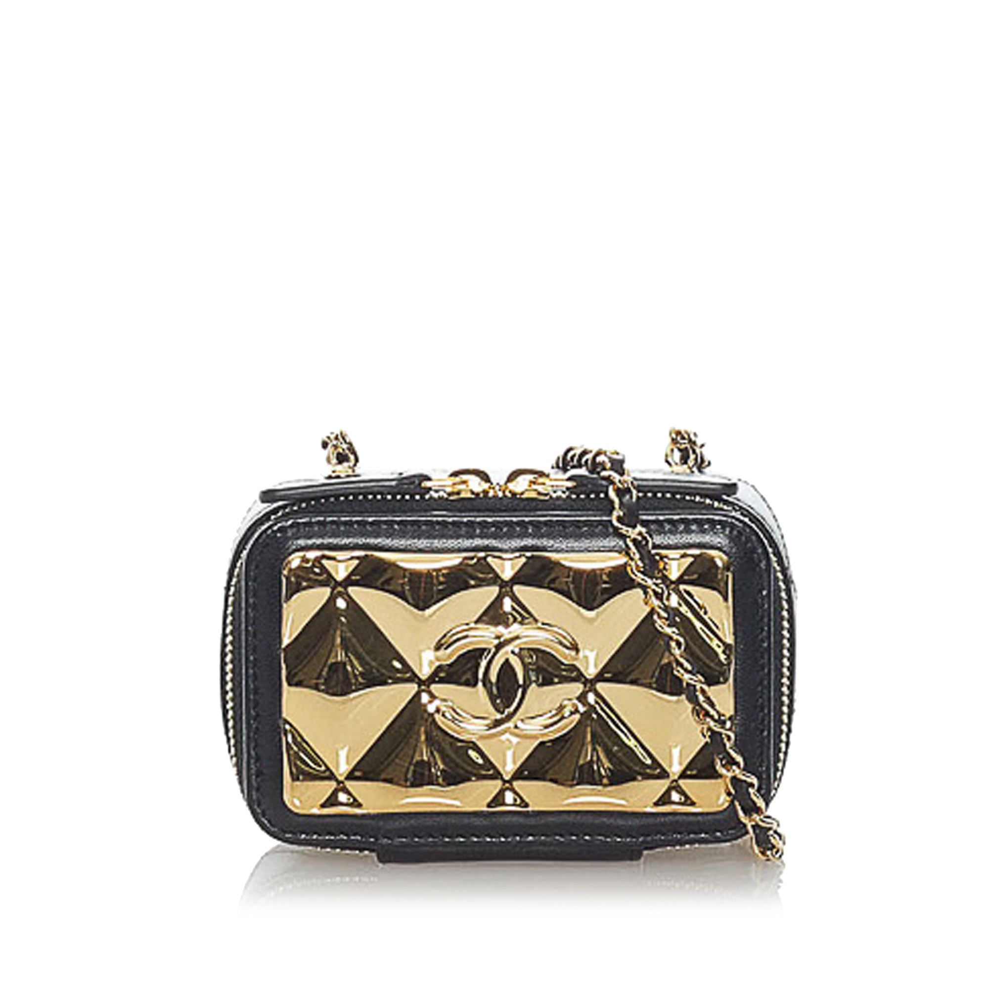 Golden Plate Lambskin Leather Vanity Case | Buy at TrueFacet