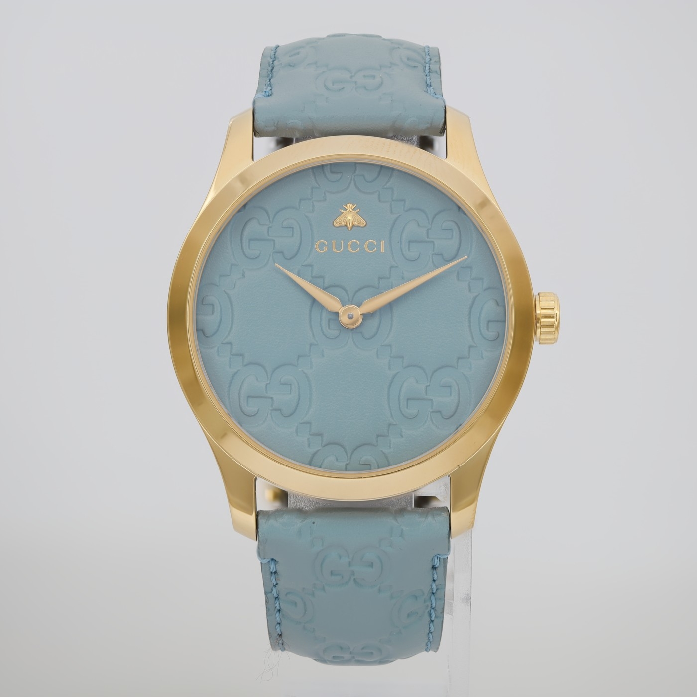 Gucci G-Timeless Stainless Steel Blue GG Dial Quartz Ladies Watch
