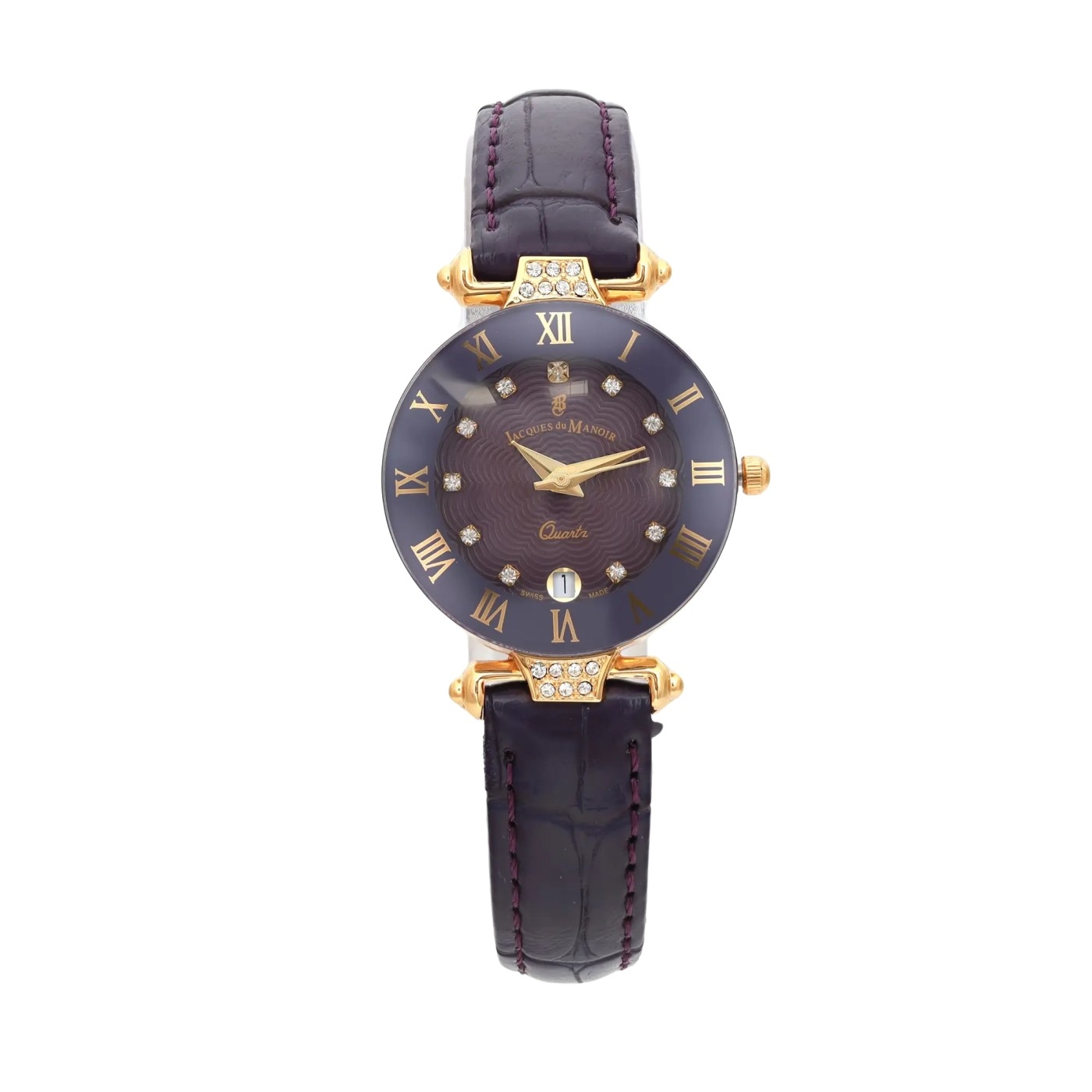 Jacques du Manoir Coupole 26 mm Leather Strap Purple Dial Ladies Watch