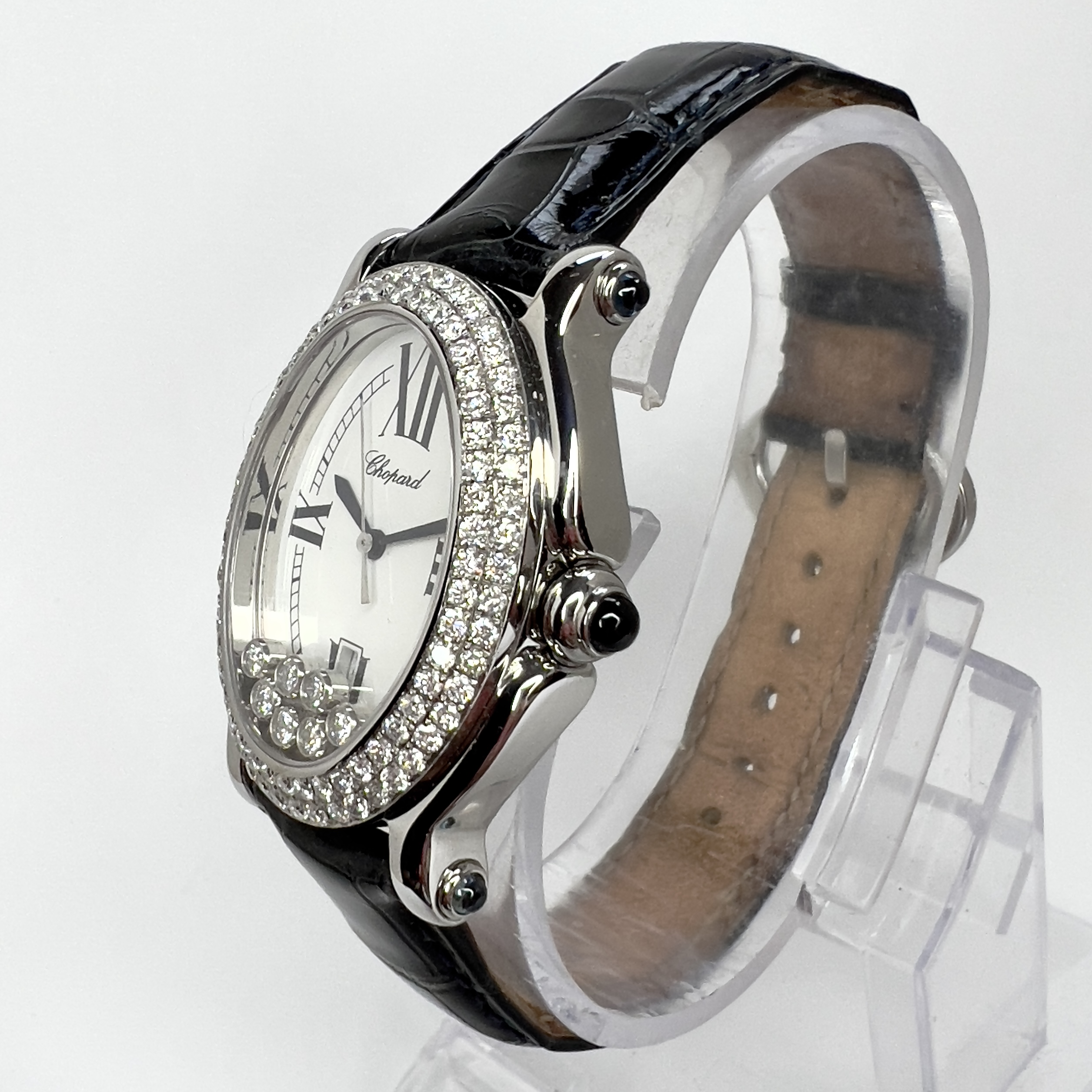 CHOPARD HAPPY SPORT 30mm Quartz Steel 7 Floating DIAMONDS ~3TCW