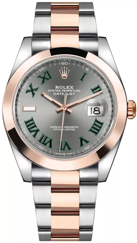 Rolex Datejust 41 Gray Wimbledon Dial Rose Gold Automatic Swiss-Made Mens Watch
