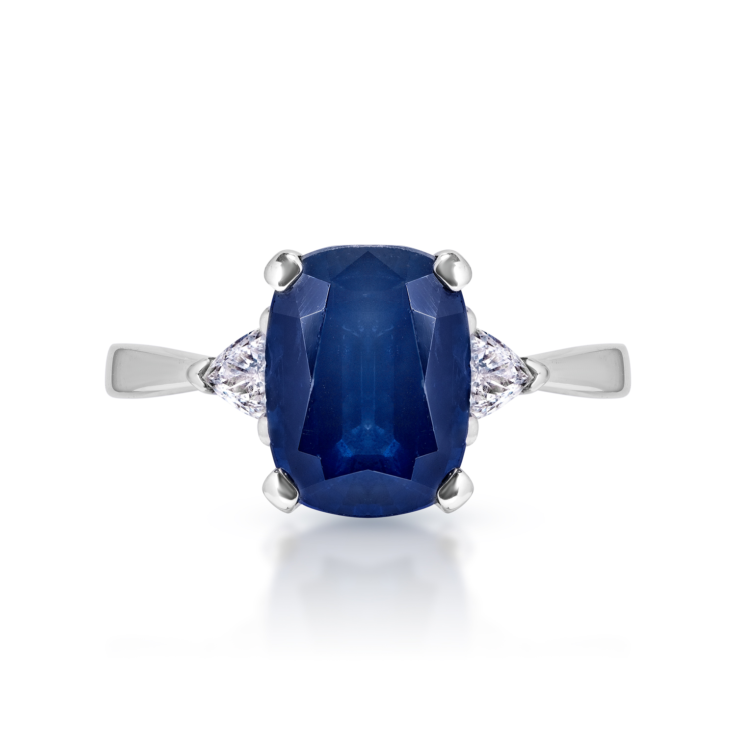 Maggie  Carat Elongated Cushion Blue Sapphire Ring in 14 Karat White Gold