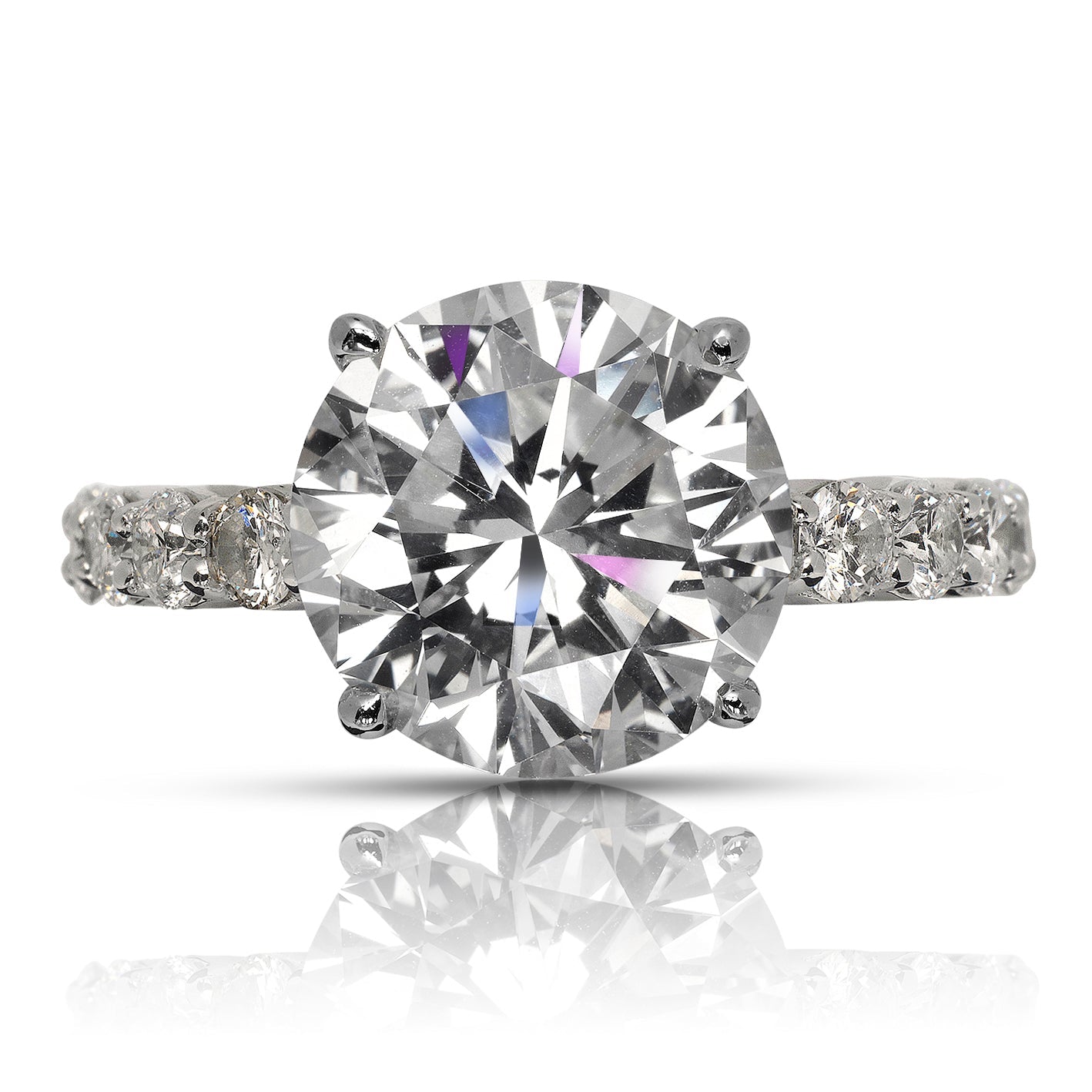 8 CARAT ROUND CUT J COLOR VVS1 CLARITY DIAMOND ENGAGEMENT RING 18K WHITE GOLD GIA CERTIFIED 5 CT J VVS1 BY MIKE NEKTA