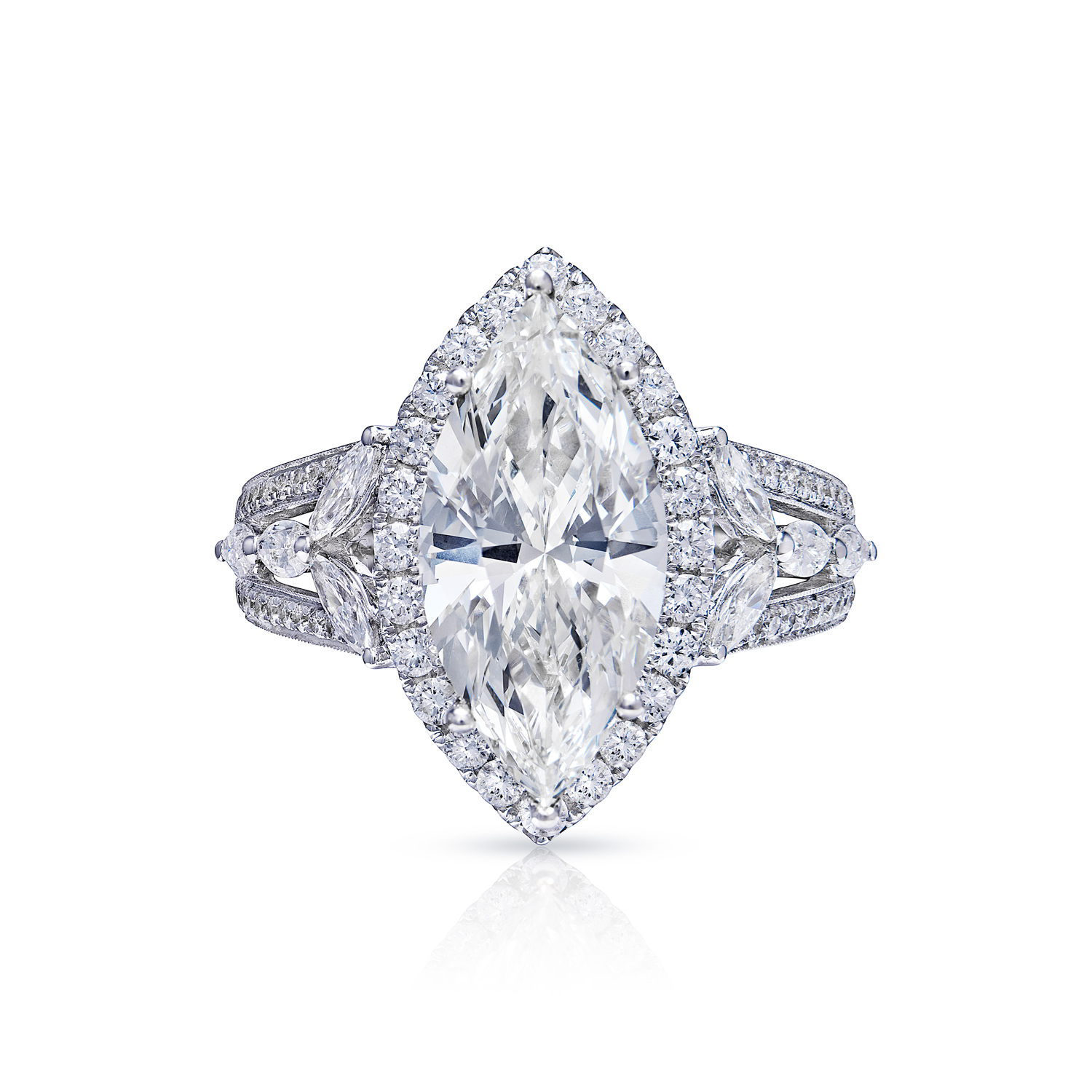 Katie  Carat J IF Marquise Cut Diamond Engagement Ring in 18 Karat White Gold