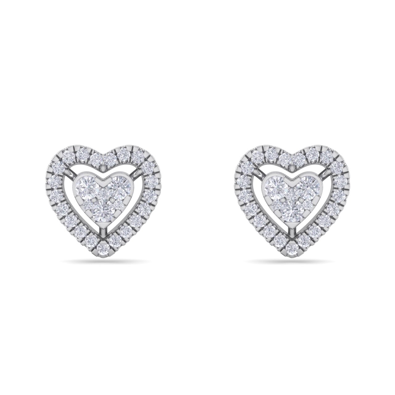 GLAM ®  Heart stud earrings in 14K gold with white diamonds of 0.93 ct in weight