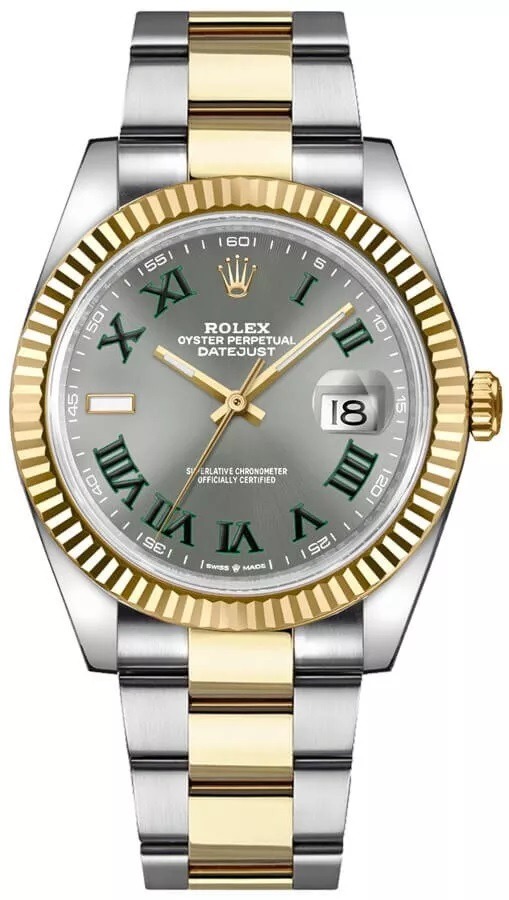 Rolex Datejust 41mm Gray Wimbledon Dial Two-Tone Oyster Band 126333 Watch