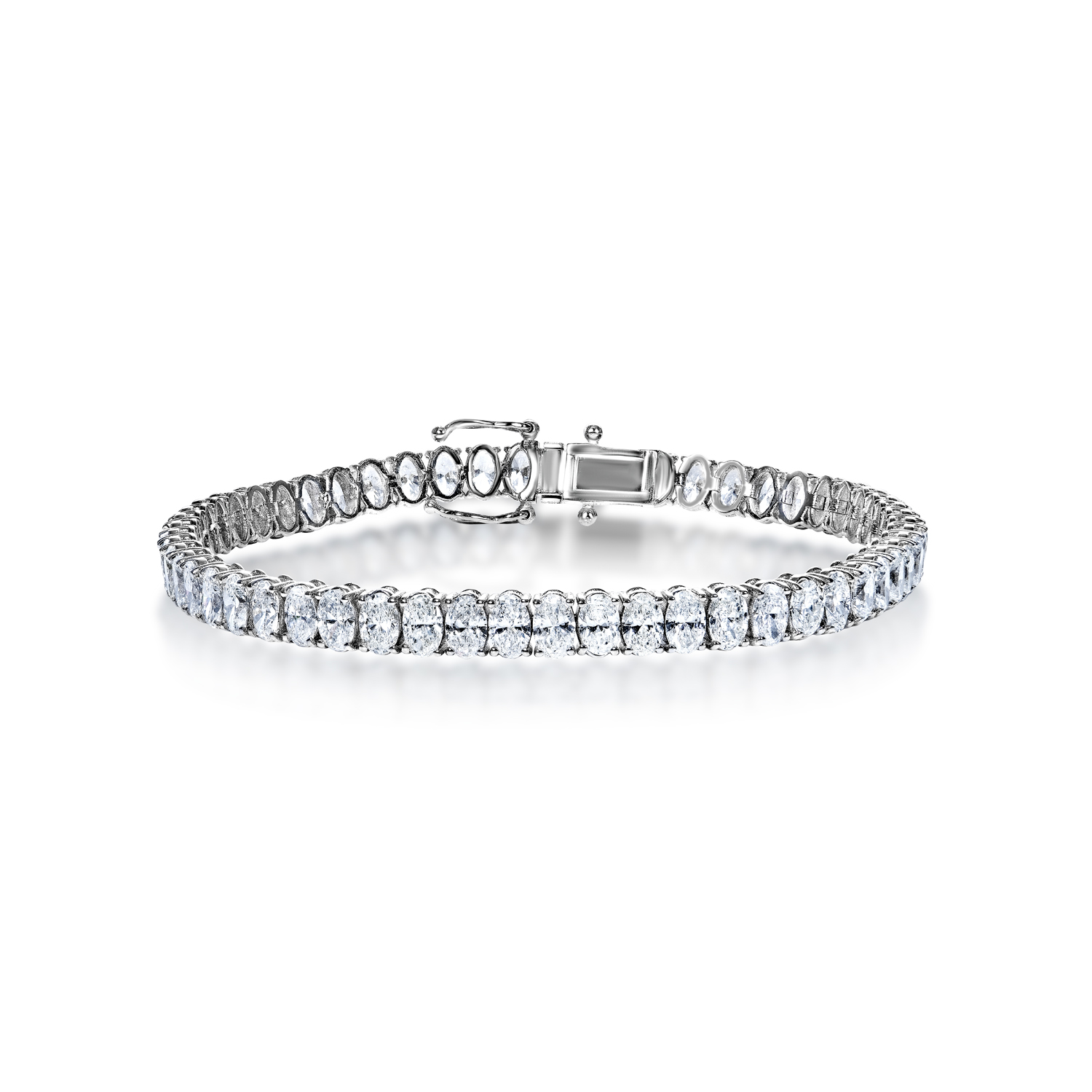 Nyla 11 Carats Oval Cut Diamond Single Row Bracelet in 18k White Gold