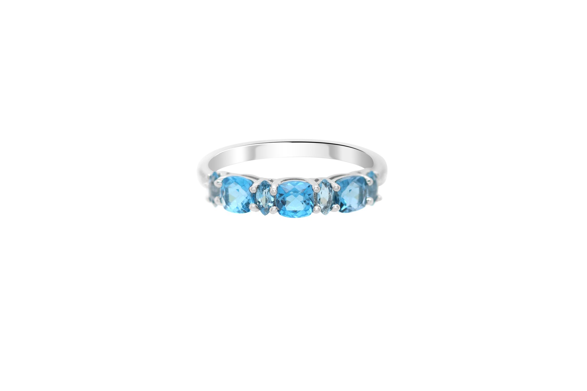 18k White Gold London Blue Topaz and Diamond Ring