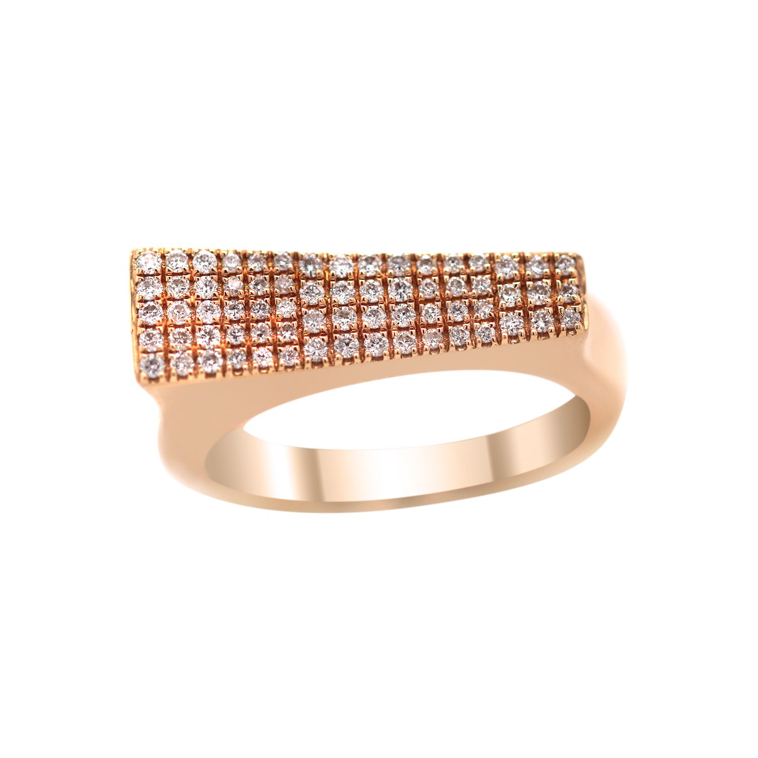 18k Rose Gold and Diamond Bar Ring