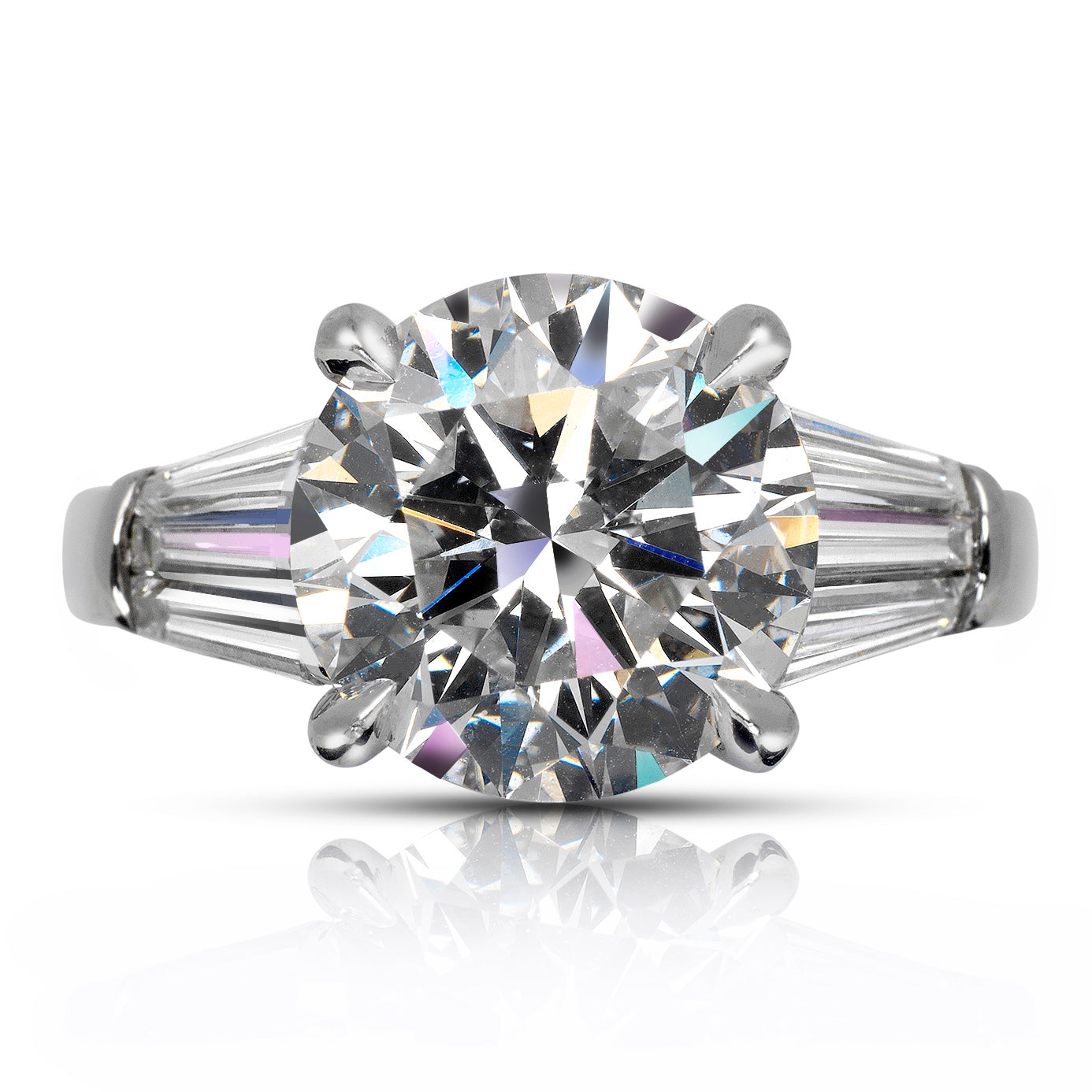 6 CARAT ROUND CUT E COLOR VS1 CLARITY THREE STONE DIAMOND ENGAGEMENT RING 18K WHITE GOLD GIA CERTIFIED 5 CT E VS1 BY MIKE NEKTA