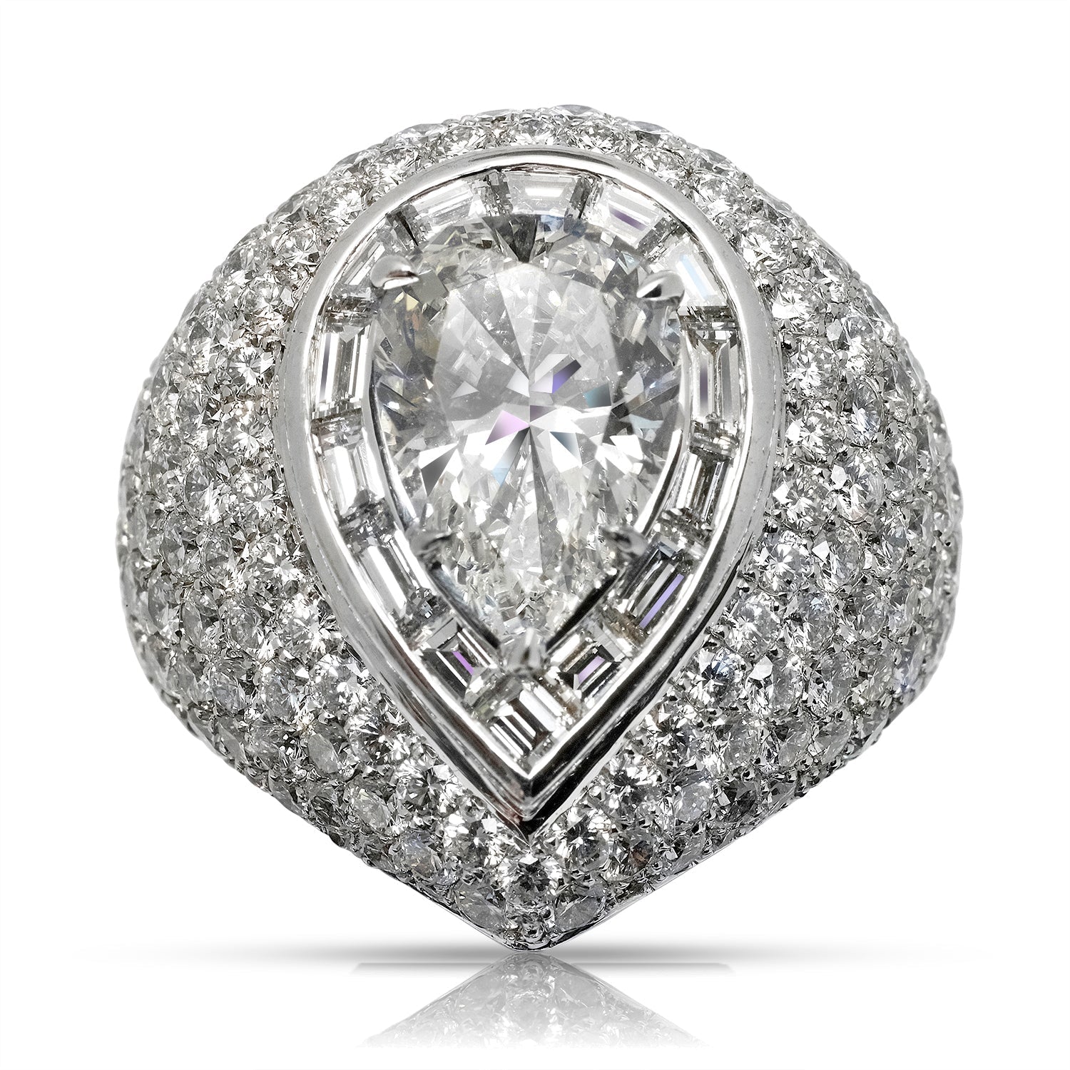 10 CARAT PEAR SHAPE G COLOR VS2 CLARITY DIAMOND ENGAGEMENT RING 18K WHITE GOLD CERTIFIED 3 CT G VS2 BY MIKE NEKTA