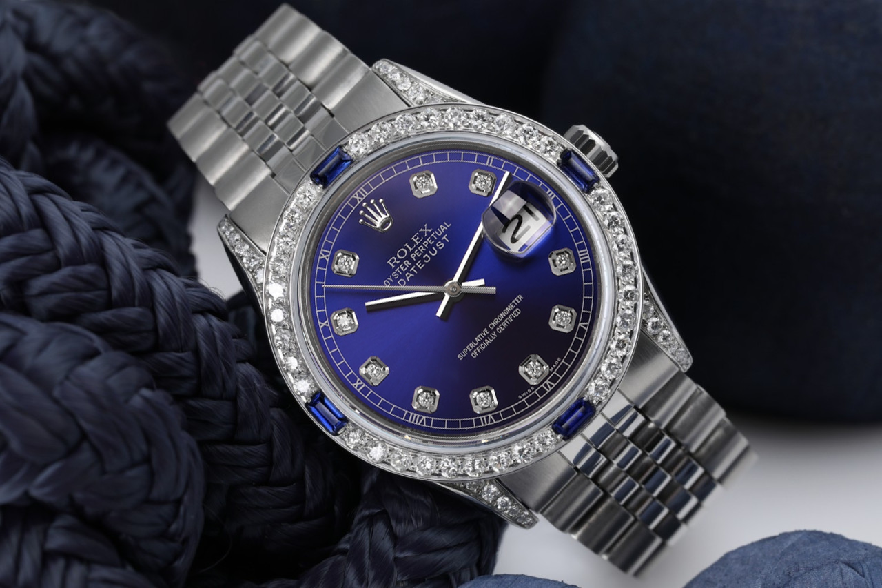 Rolex 36mm Datejust Blue Diamond Dial with Sapphire Diamond Bezel Jubilee Band